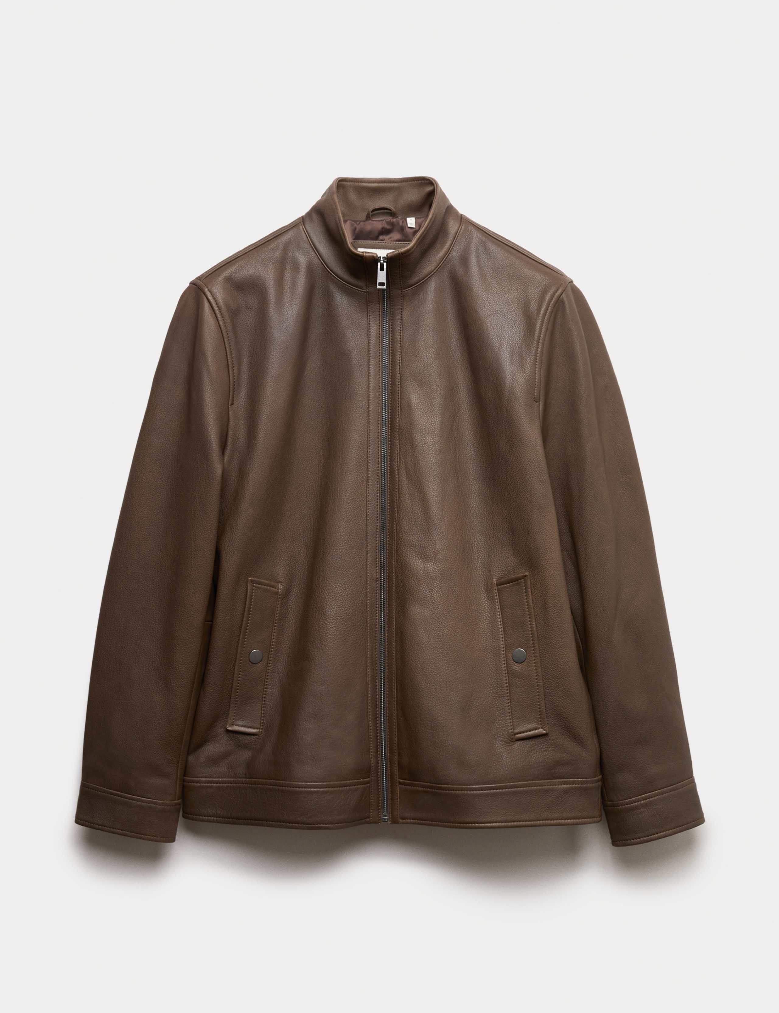 Funnel Neck Leather BikerJacket 2 of 7