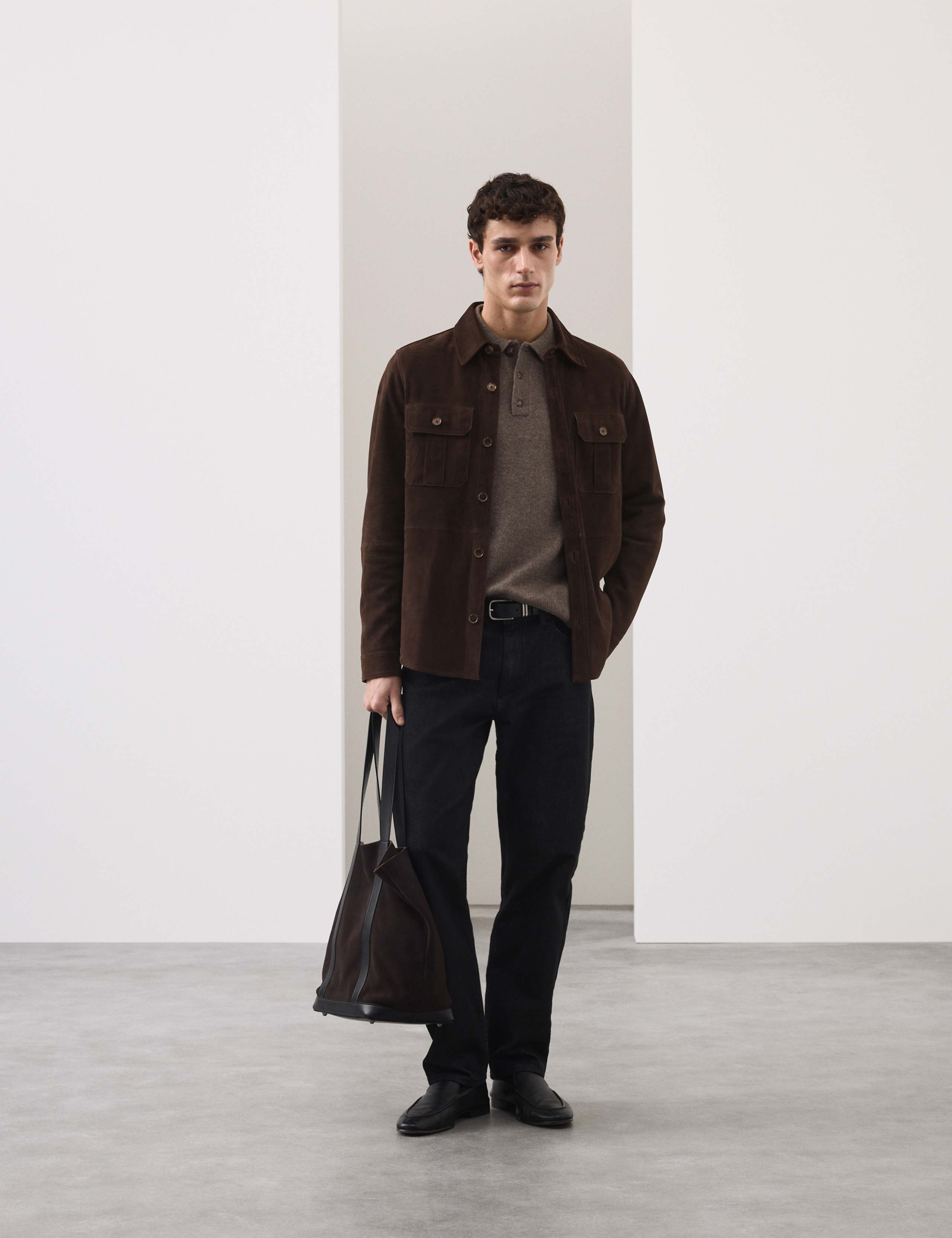 Suede Curved Hem Overshirt 3 of 6