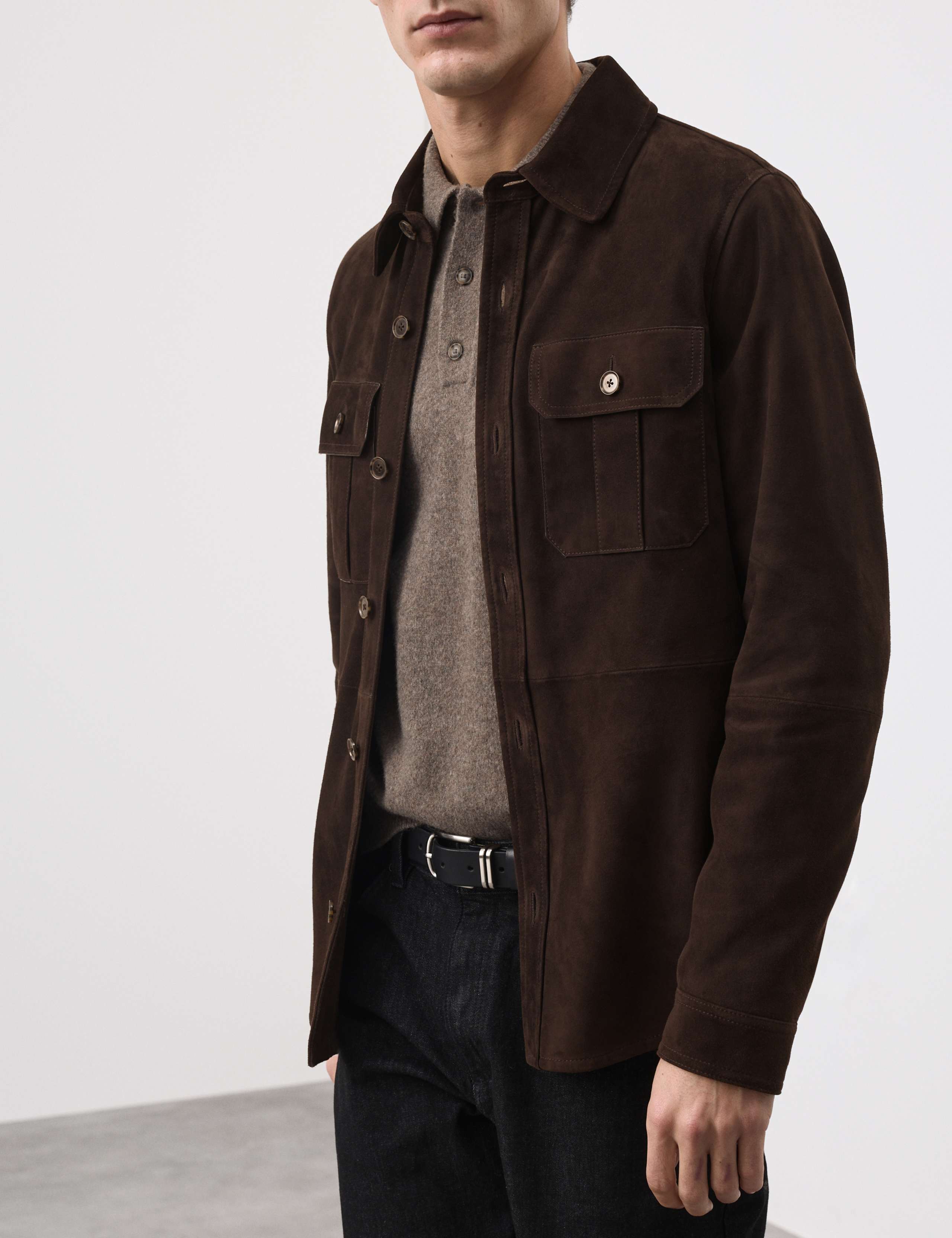 Suede Curved Hem Overshirt 4 of 6