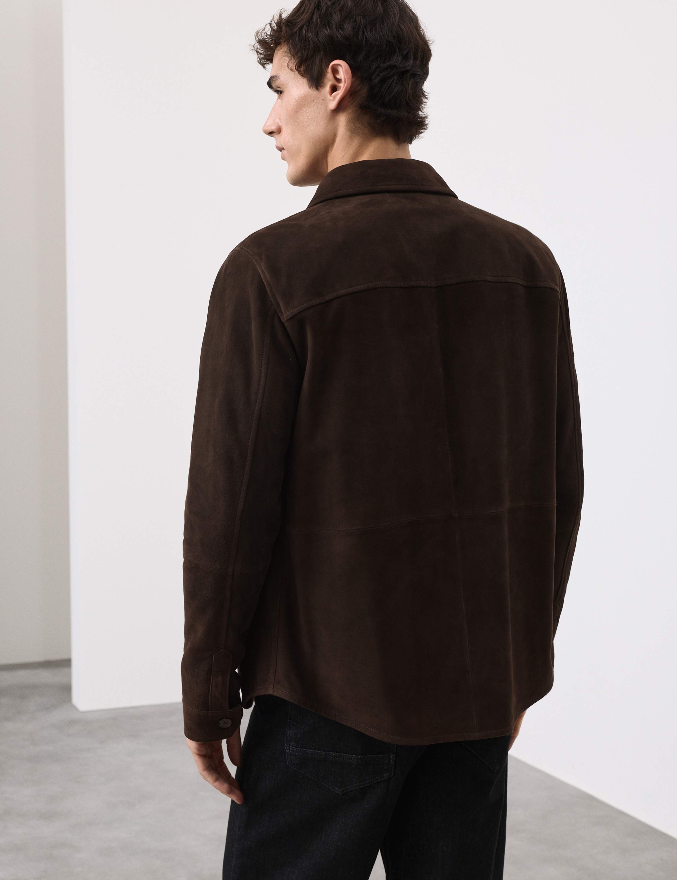 Suede Curved Hem Overshirt 6 of 6