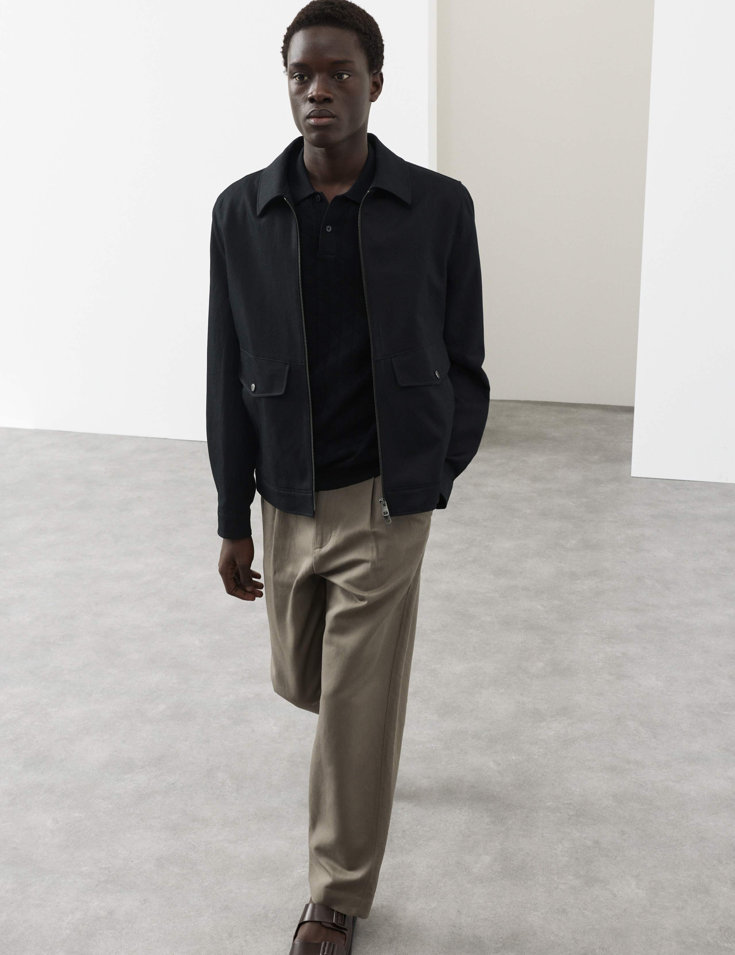 Cotton Rich Harrington Jacket with Linen 1 of 7