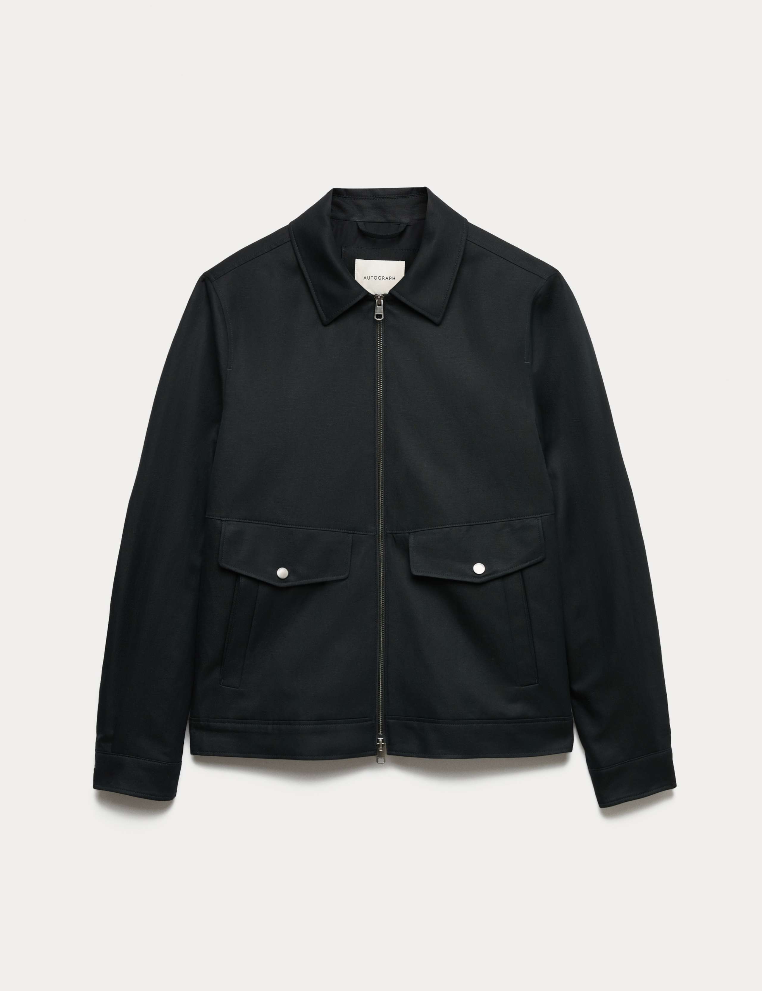 Cotton Rich Harrington Jacket with Linen 2 of 7