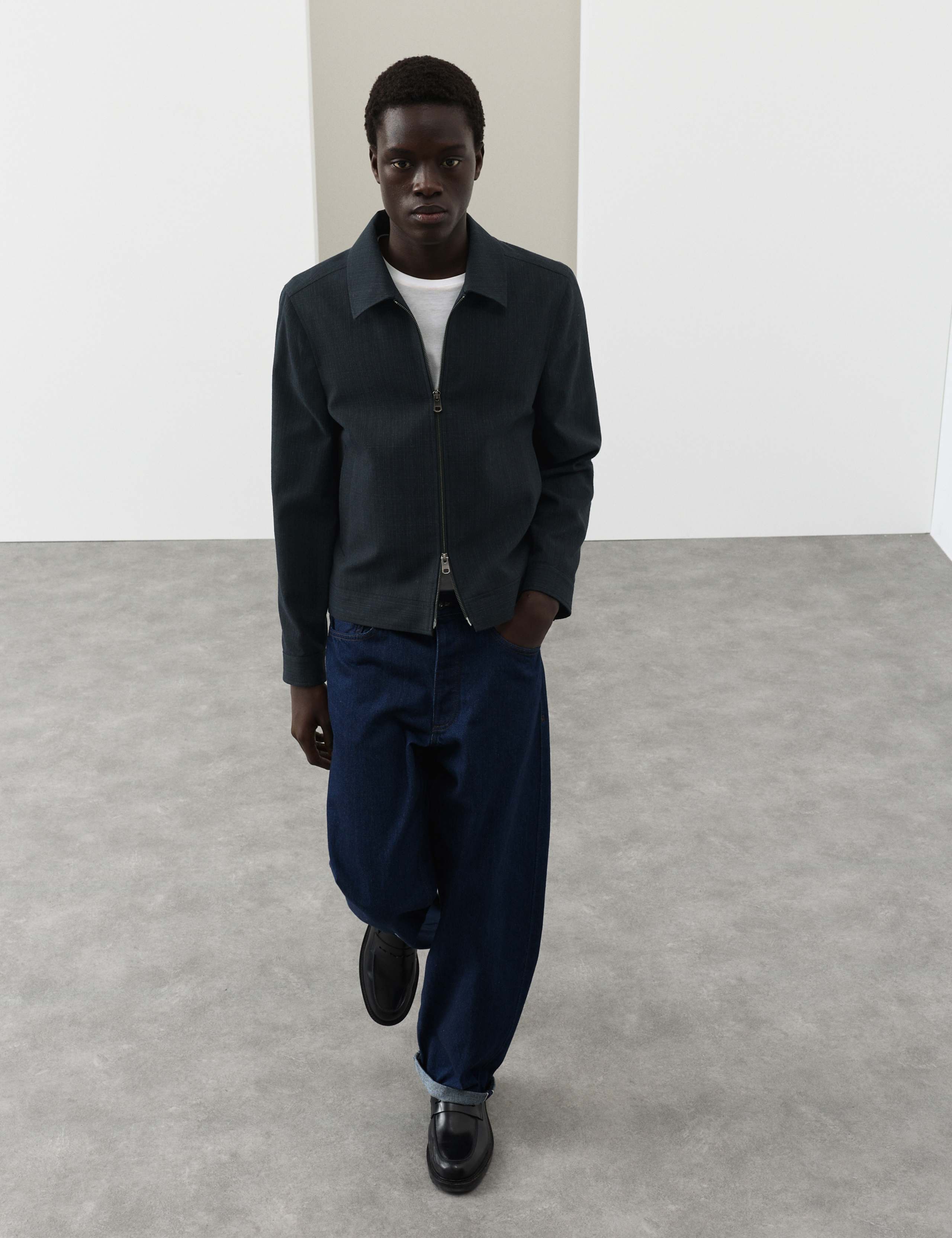 Cotton Blend Textured Harrington Jacket 7 of 7