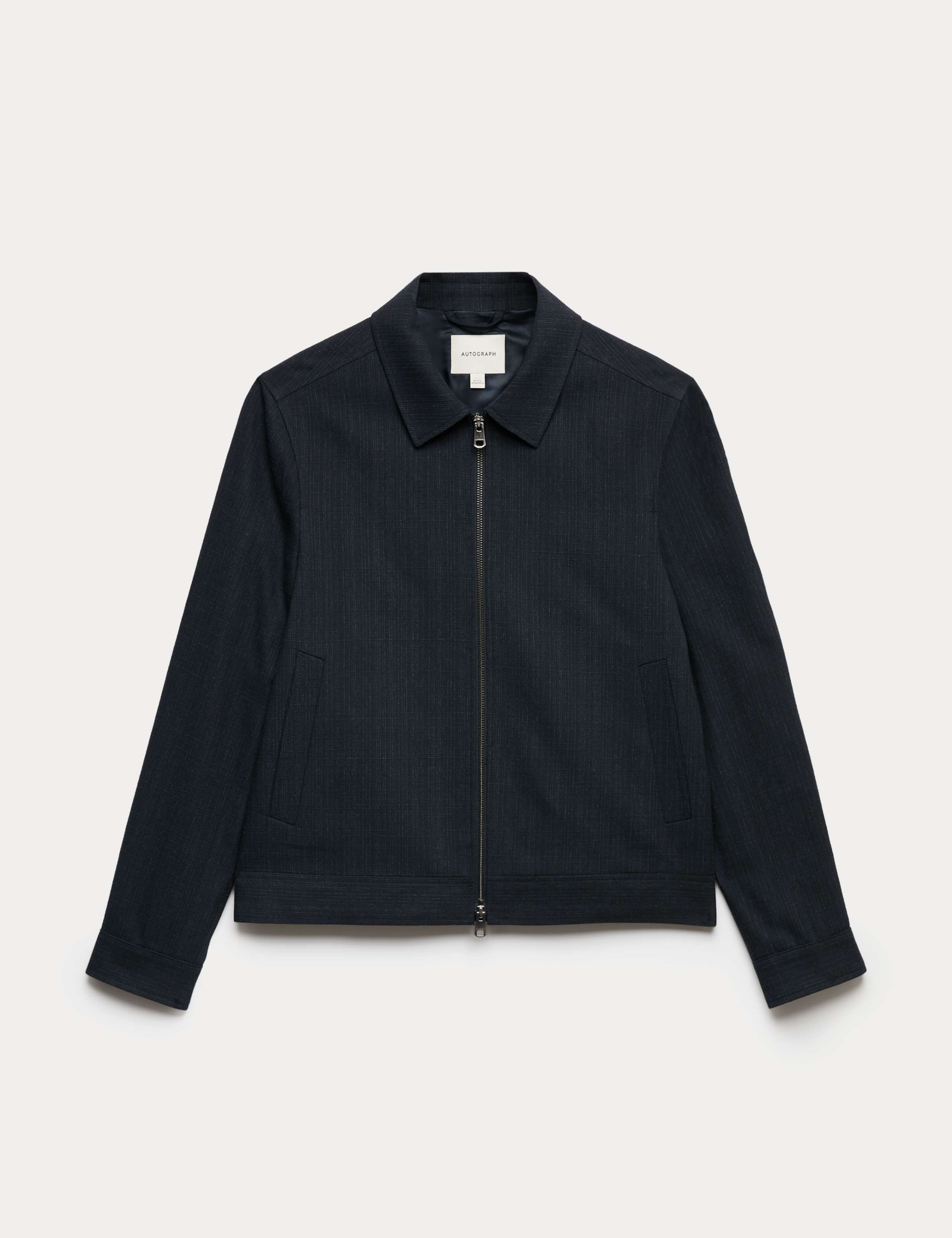 Cotton Blend Textured Harrington Jacket 2 of 7