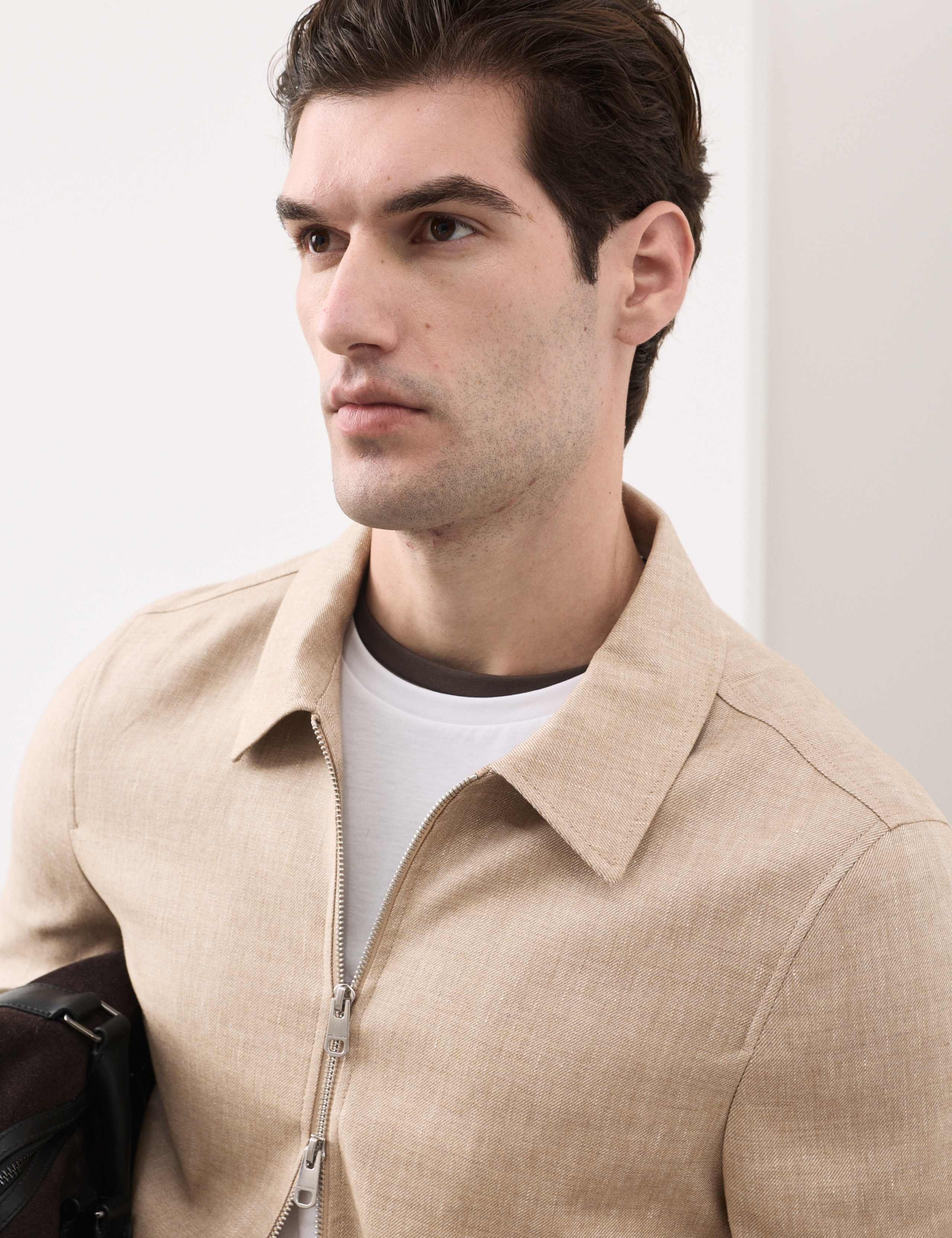 Linen Blend Performance Harrington Jacket 5 of 7