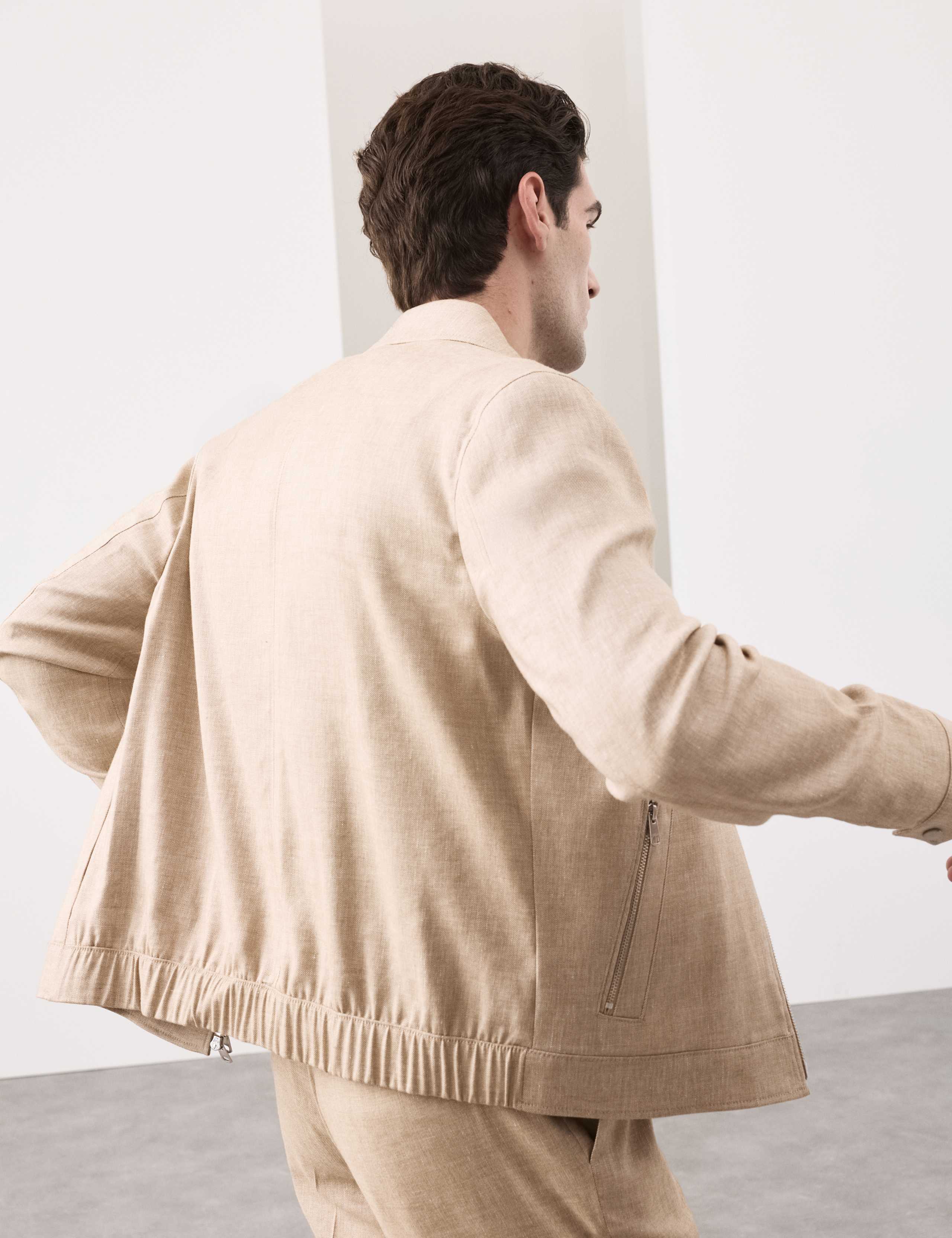 Linen Blend Performance Harrington Jacket 6 of 7