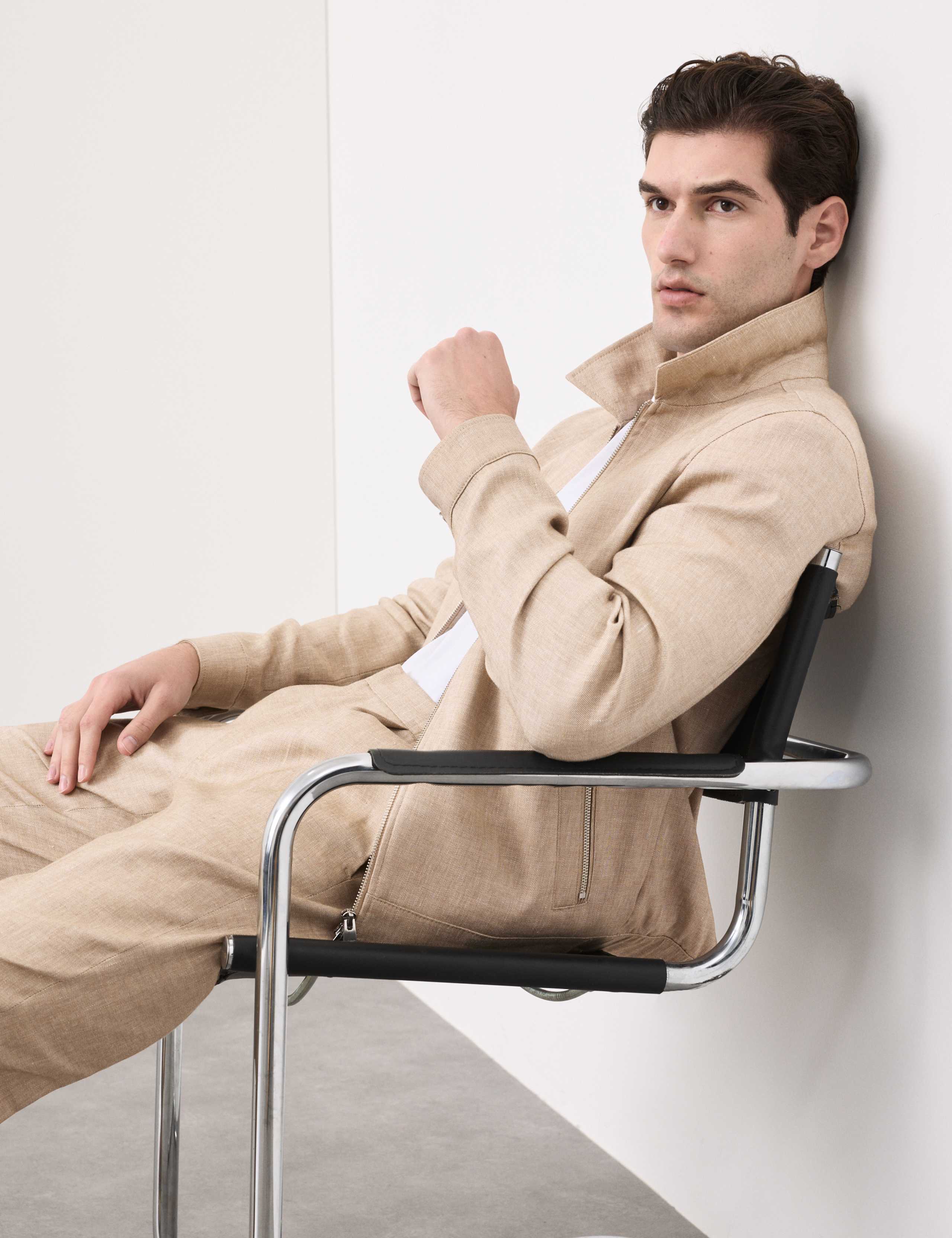 Linen Blend Performance Harrington Jacket 7 of 7