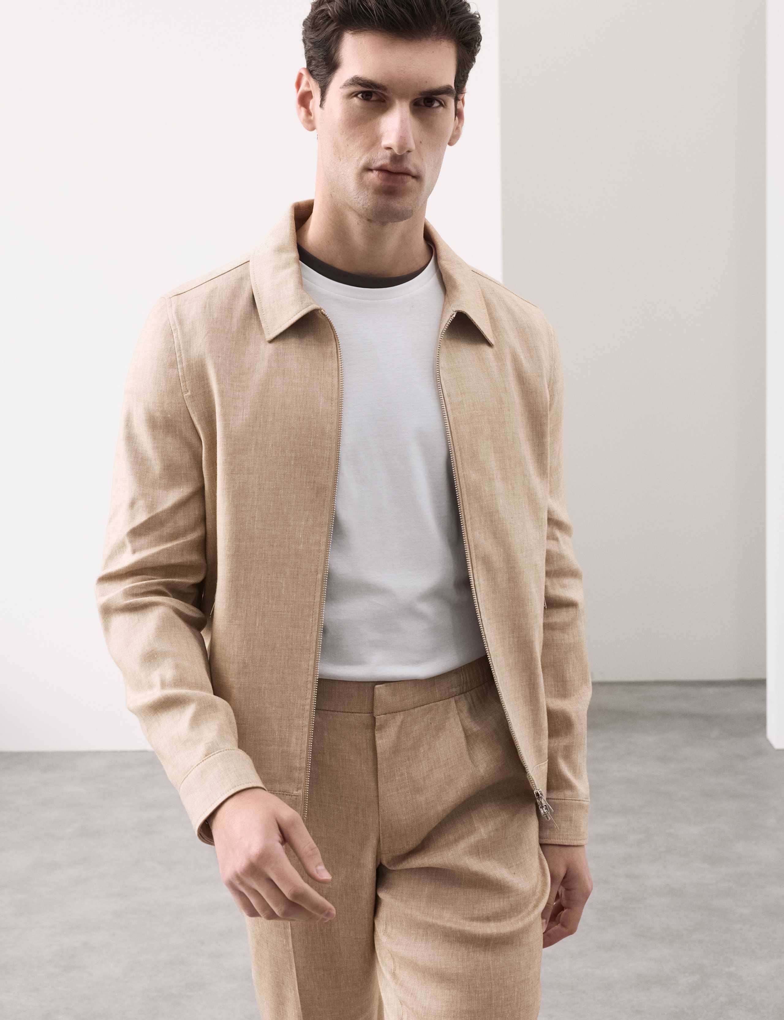 Linen Blend Performance Harrington Jacket 8 of 8
