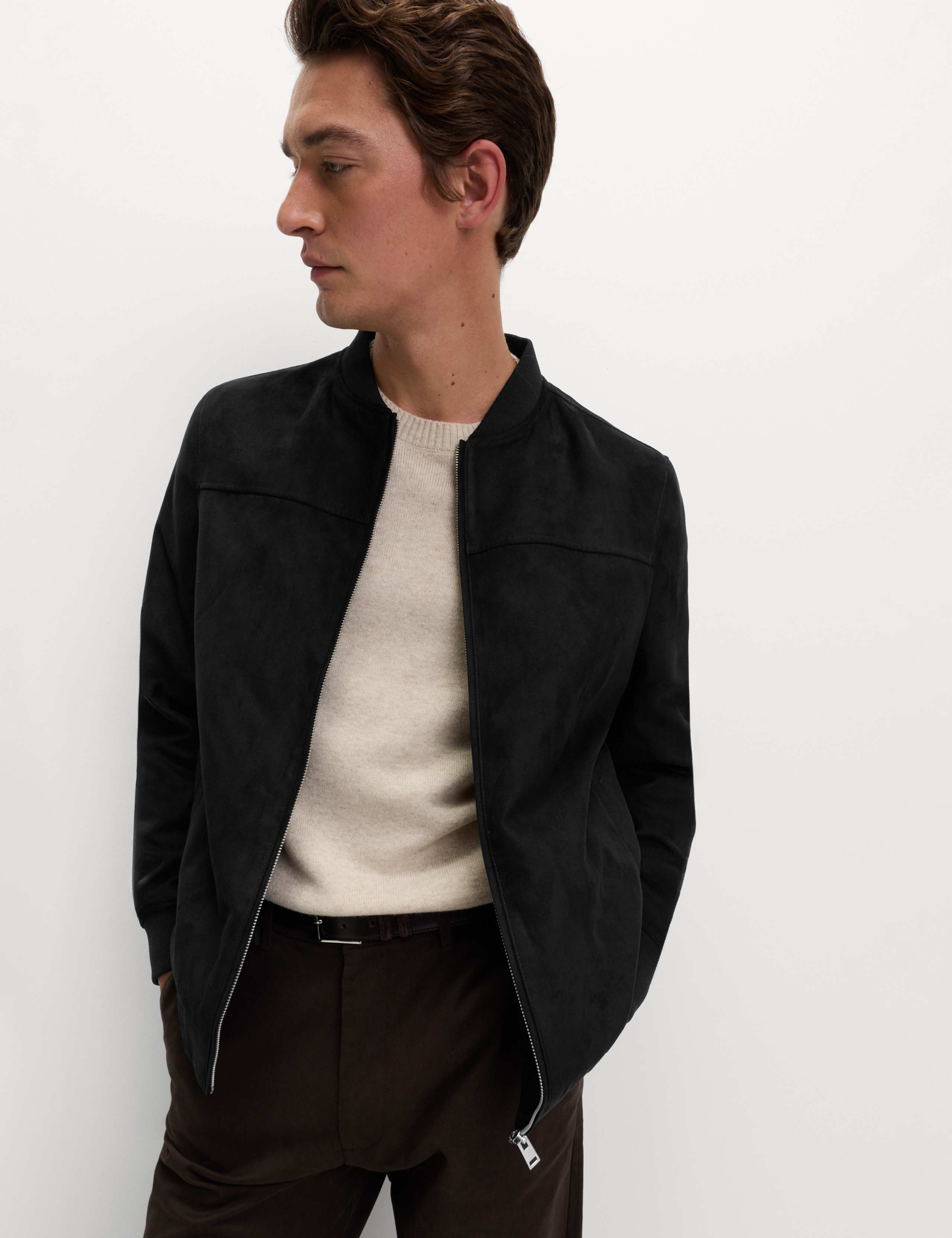 Faux Suede Bomber Jacket 3 of 6