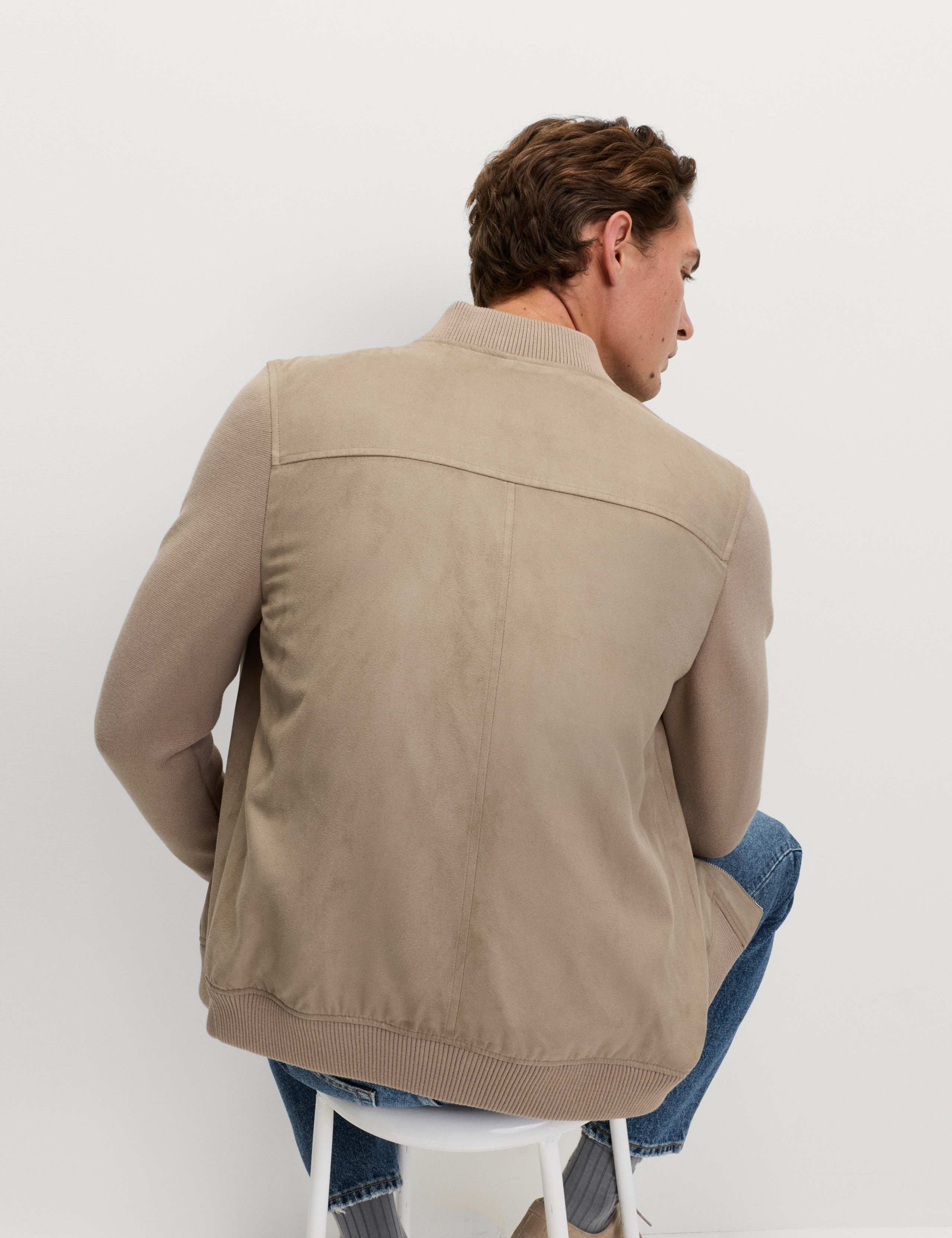 Faux Suede Hybrid Bomber Jacket 5 of 5