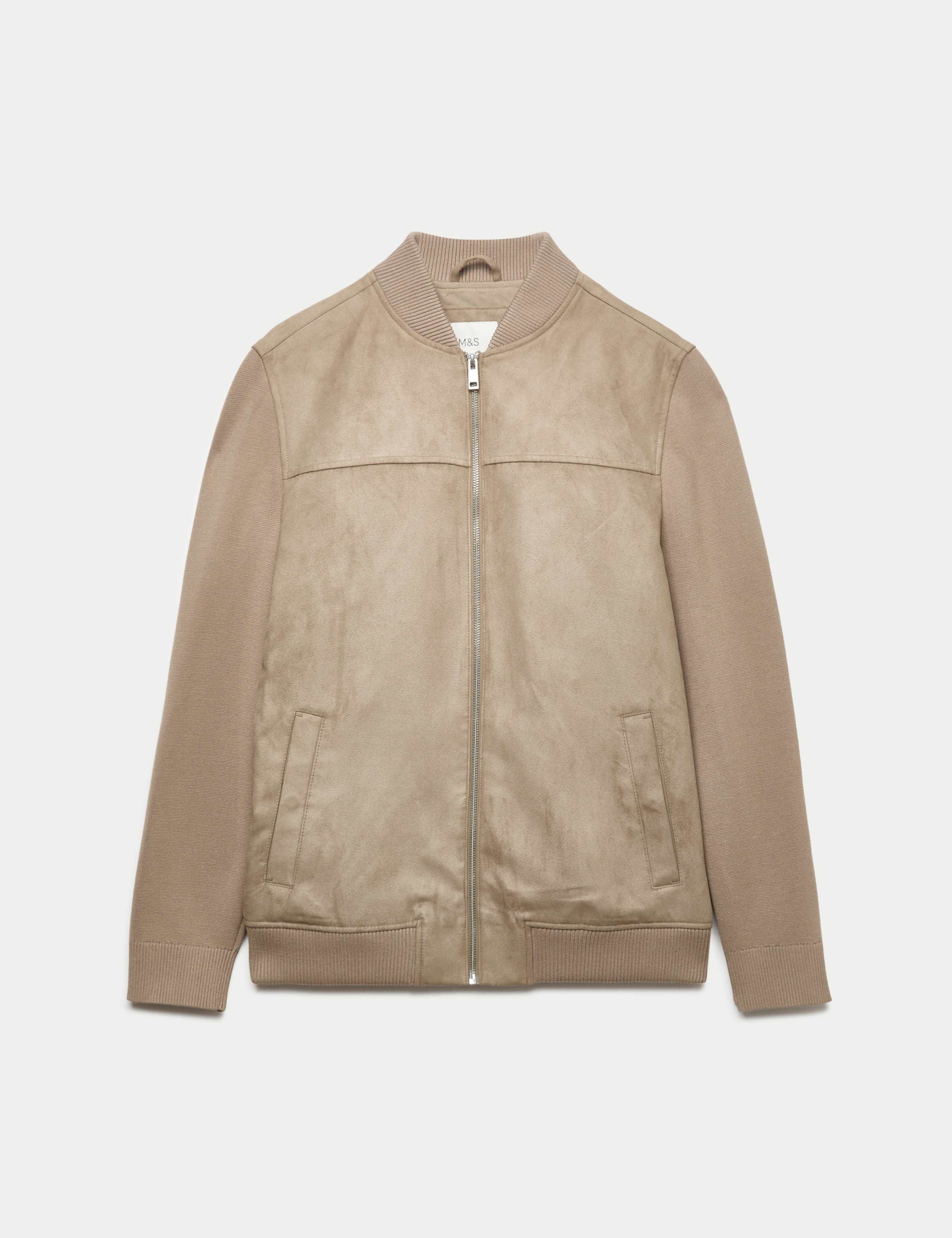 Faux Suede Hybrid Bomber Jacket 2 of 5