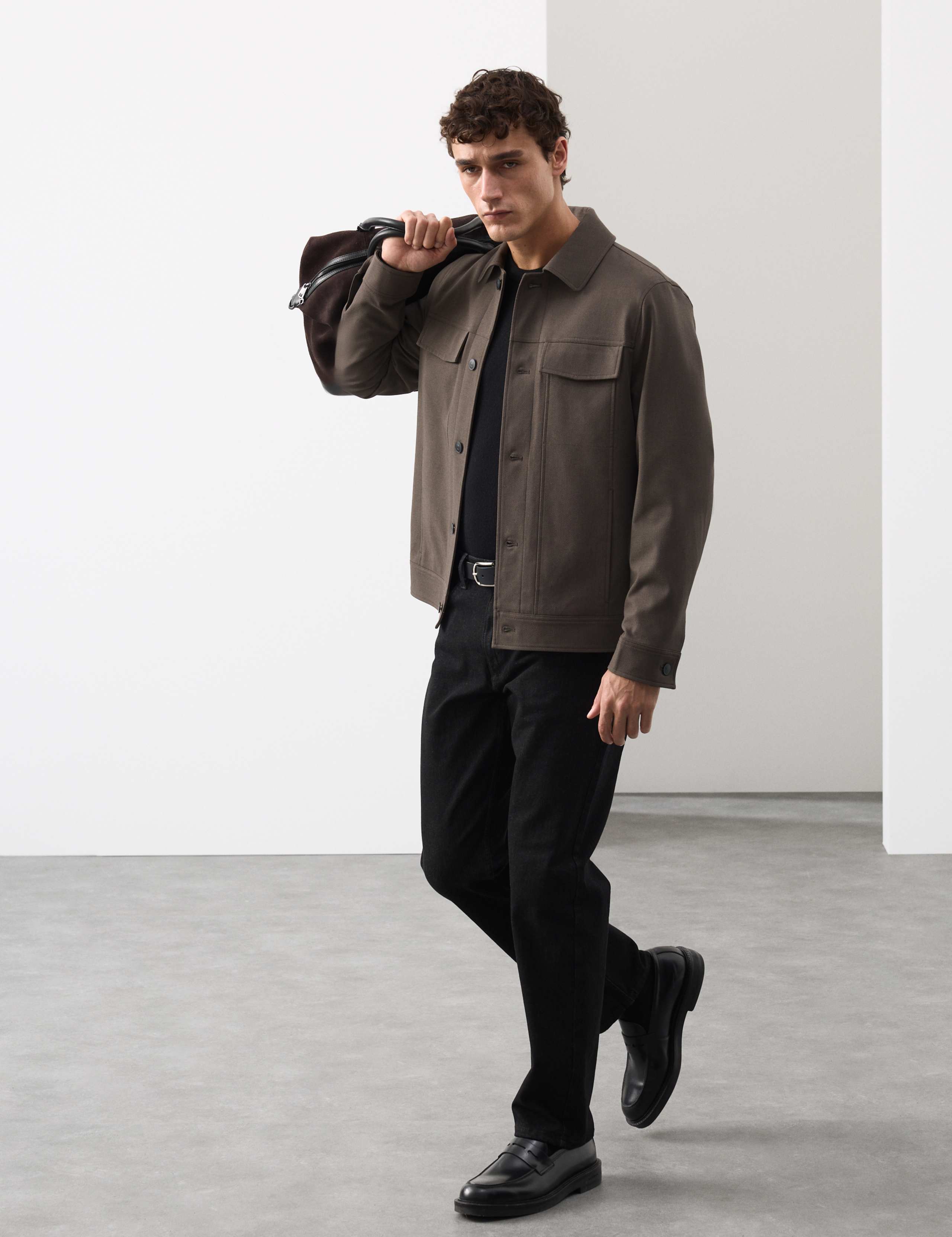 Textured Technical Twill Trucker Jacket 6 of 7