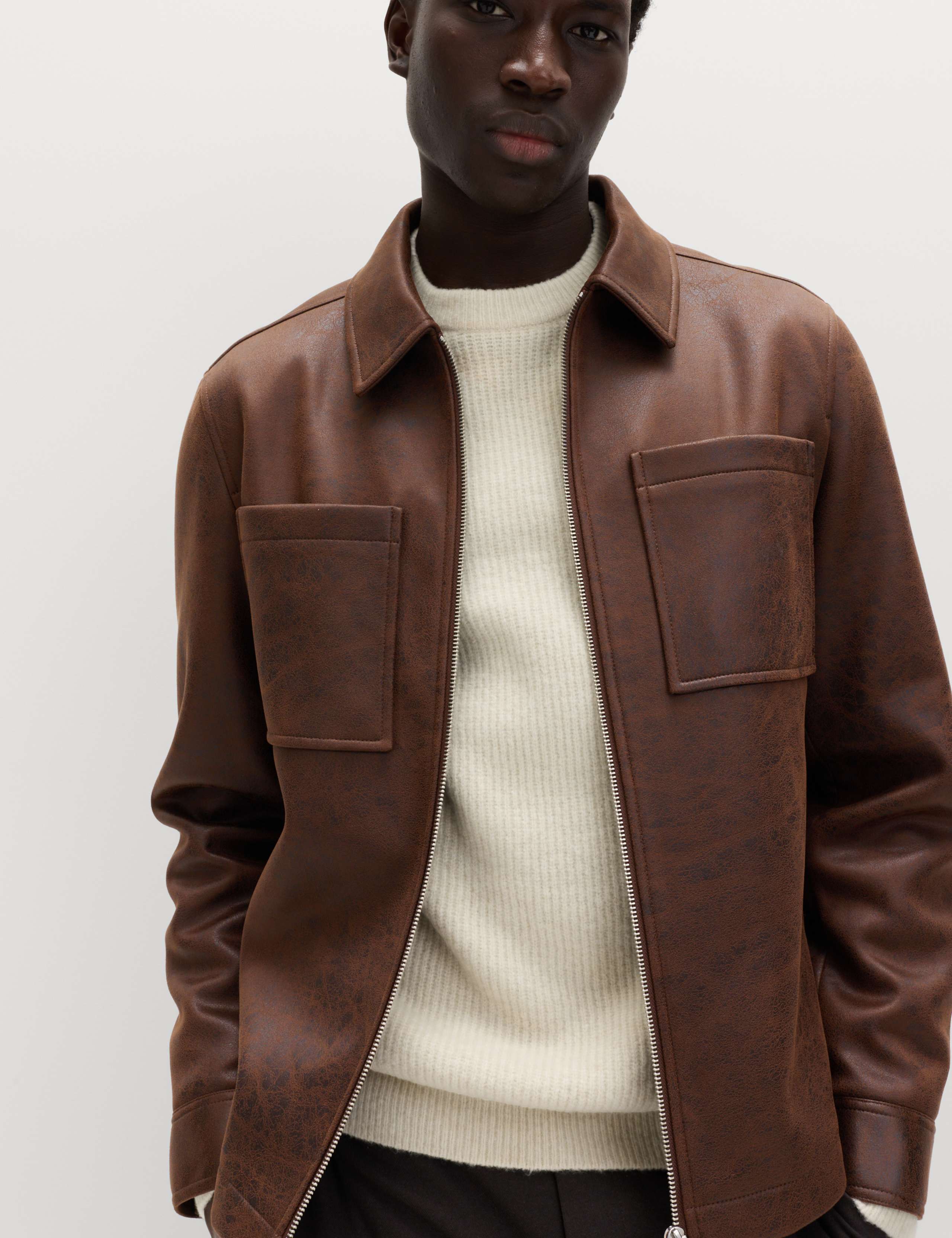 Faux Leather Trucker Jacket 3 of 6