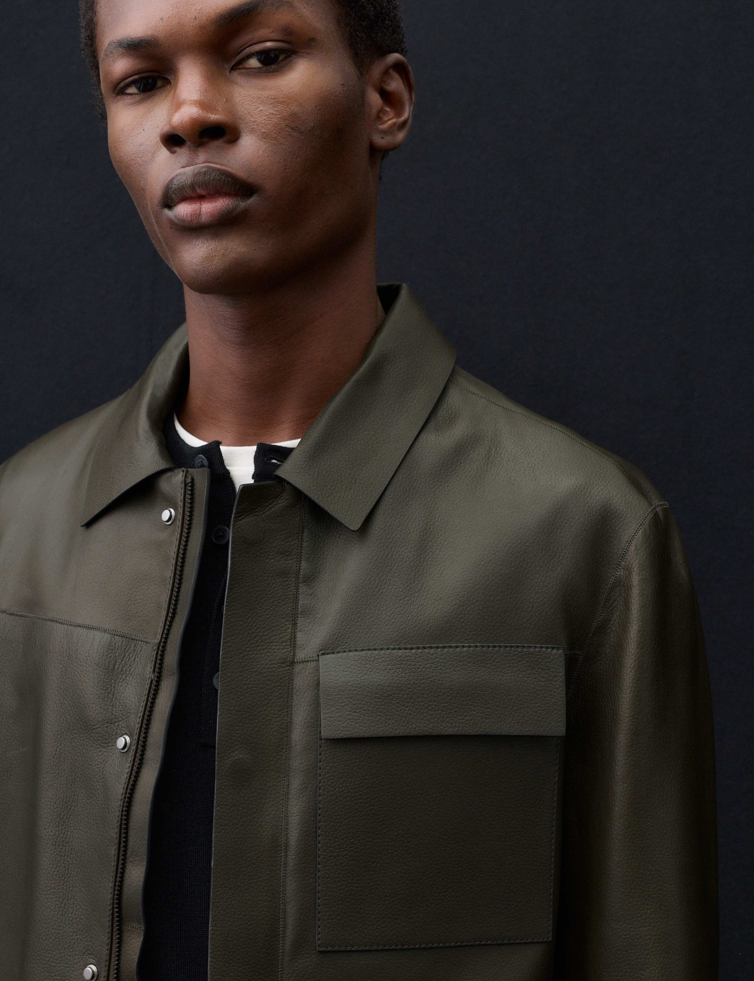 Grained Bonded Leather Overshirt 7 of 7