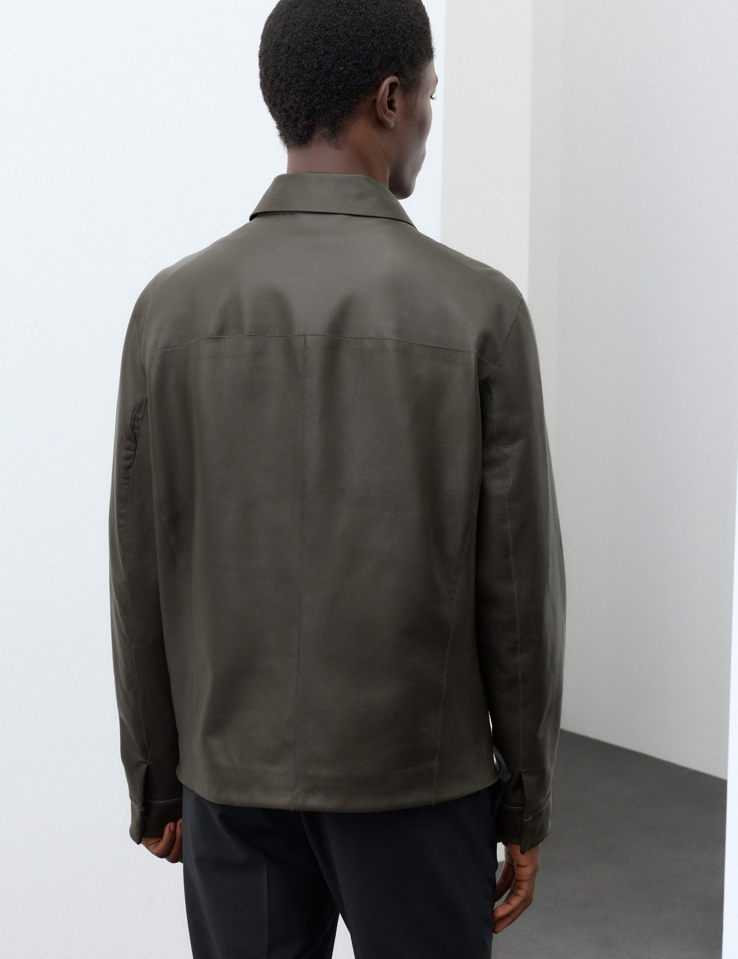 Grained Bonded Leather Overshirt 3 of 7