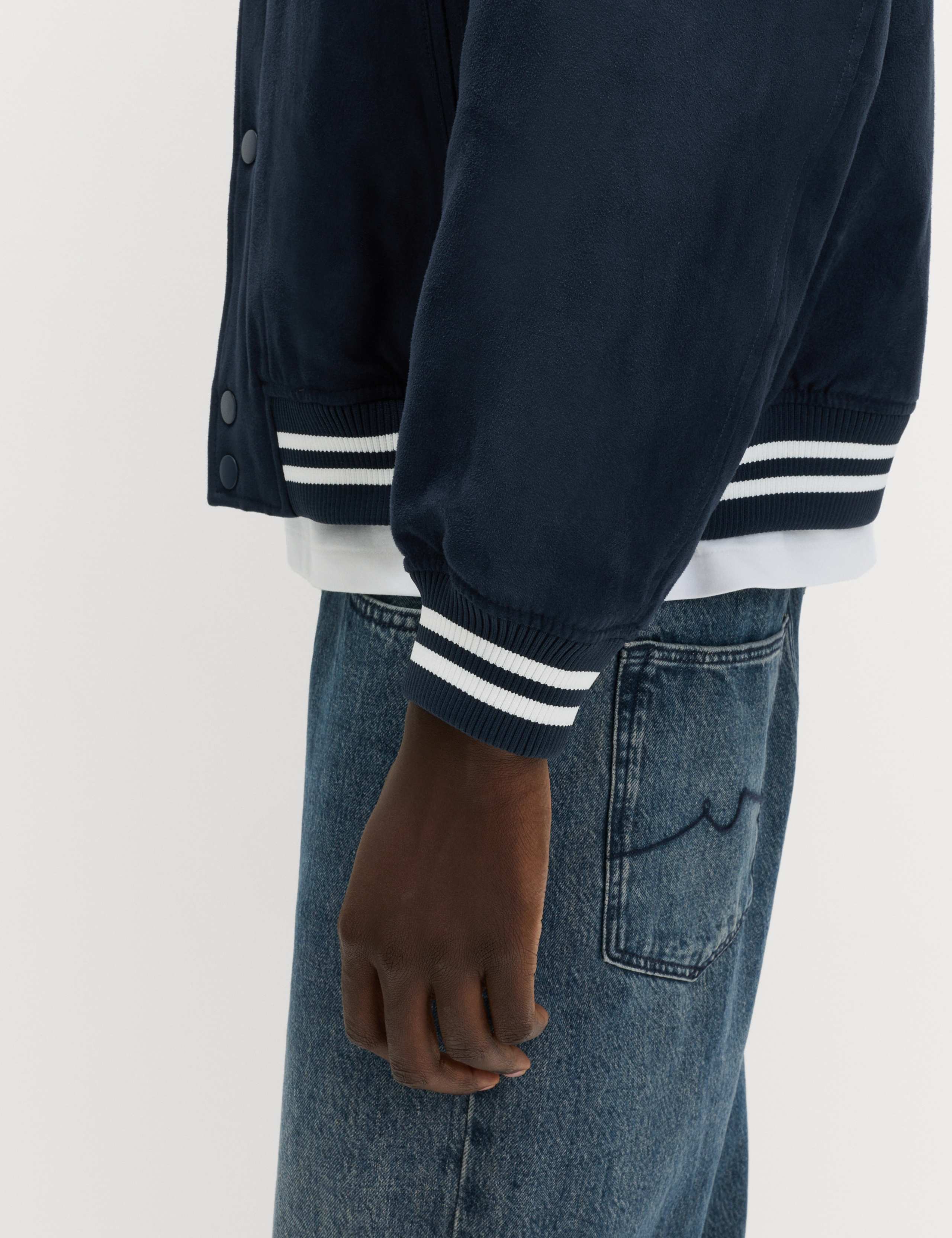 Mock Suede Padded Varsity Bomber Jacket 6 of 6