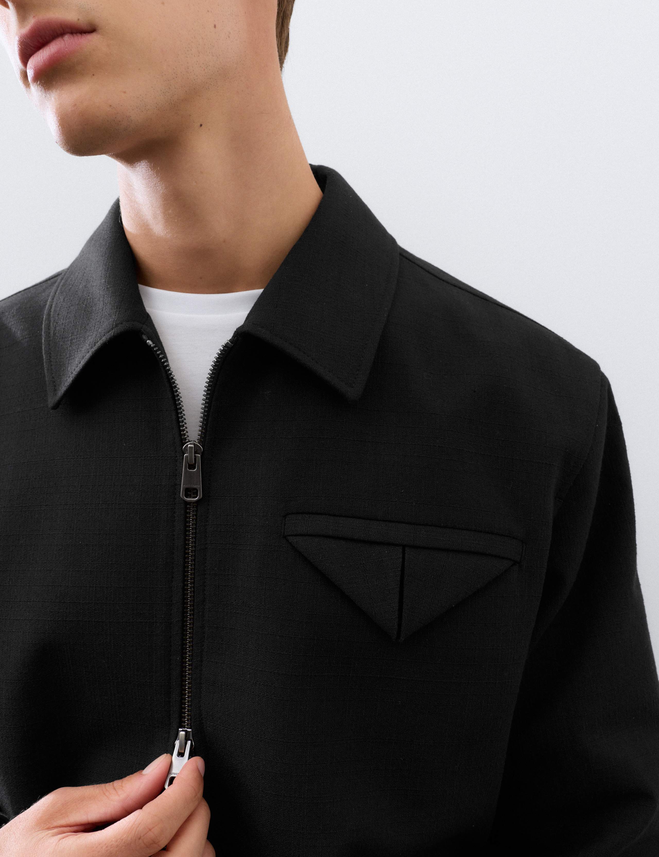 Cotton Rich Textured Harrington Jacket 8 of 8