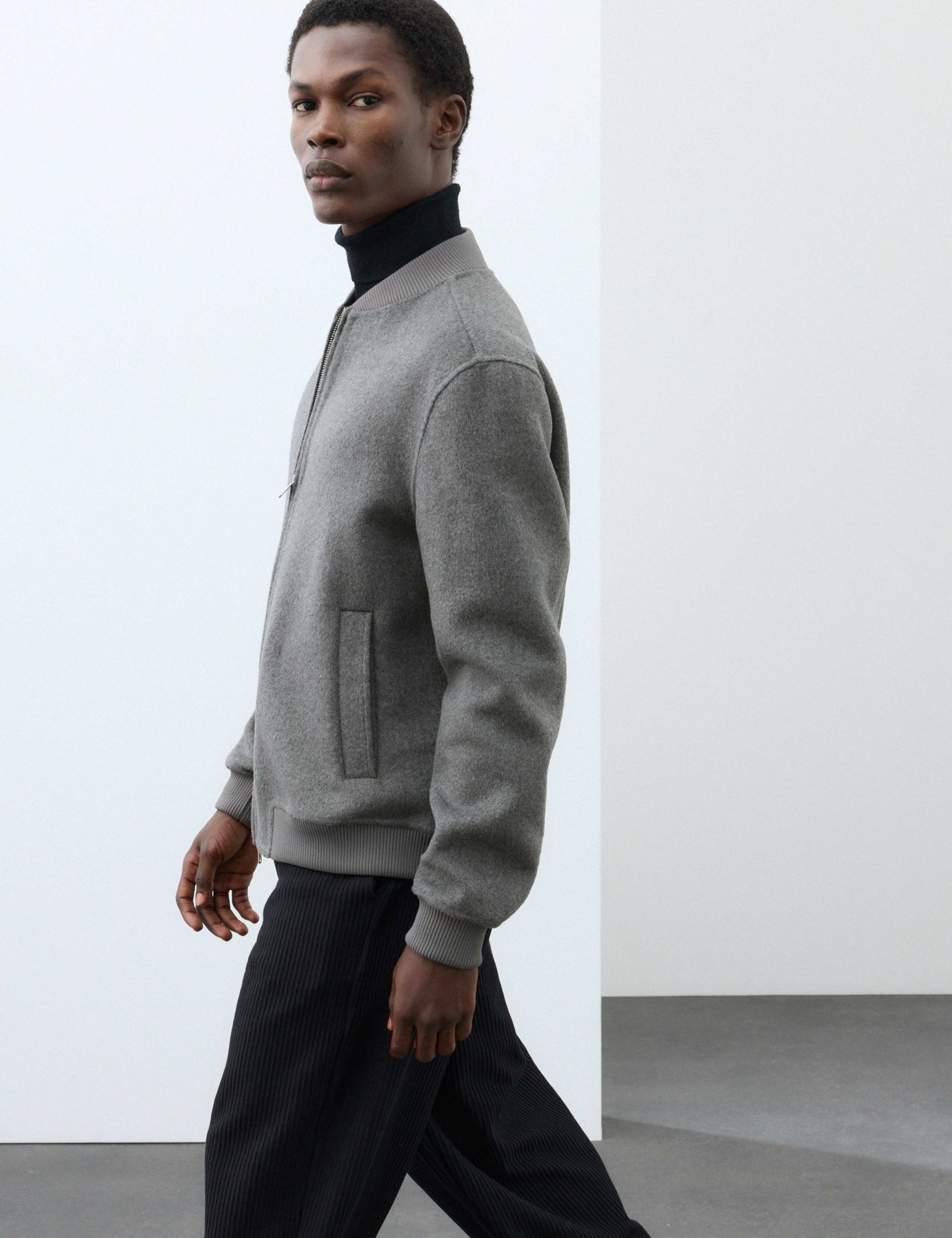 Double-Faced Wool Blend Bomber Jacket 4 of 7