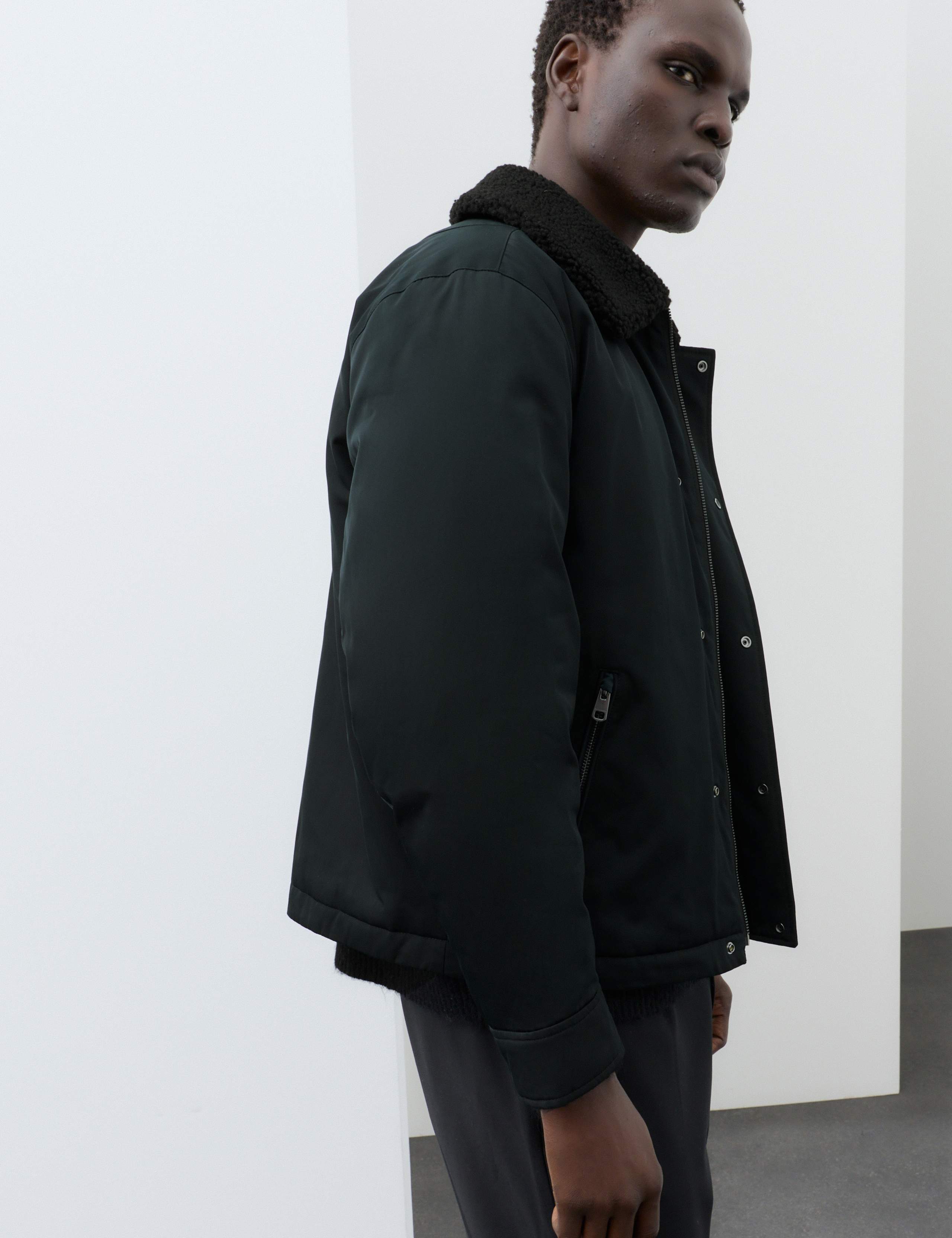 Nylon Jacket With Shearling Collar 5 of 7