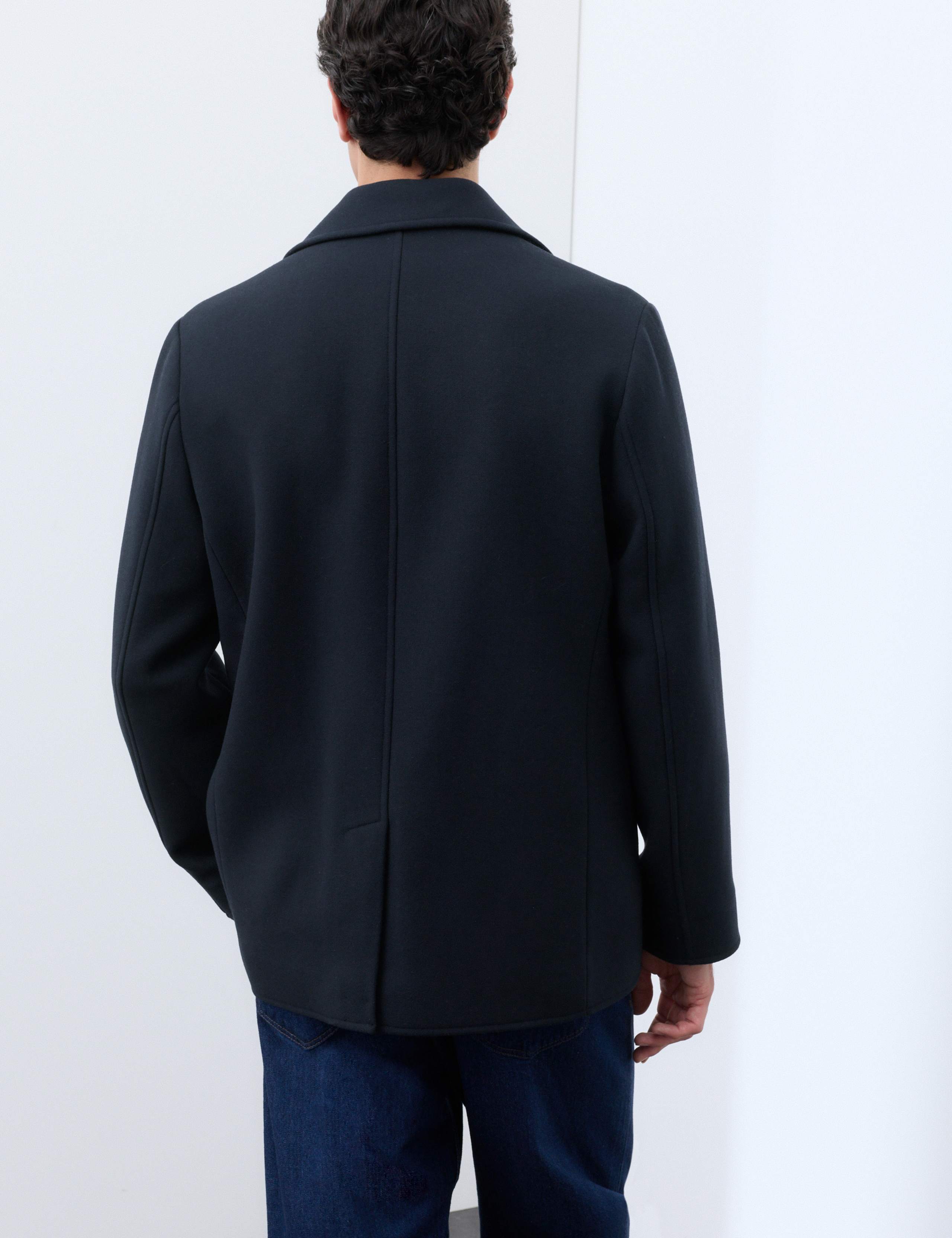 Wool Blend Melton Pea Coat 3 of 7