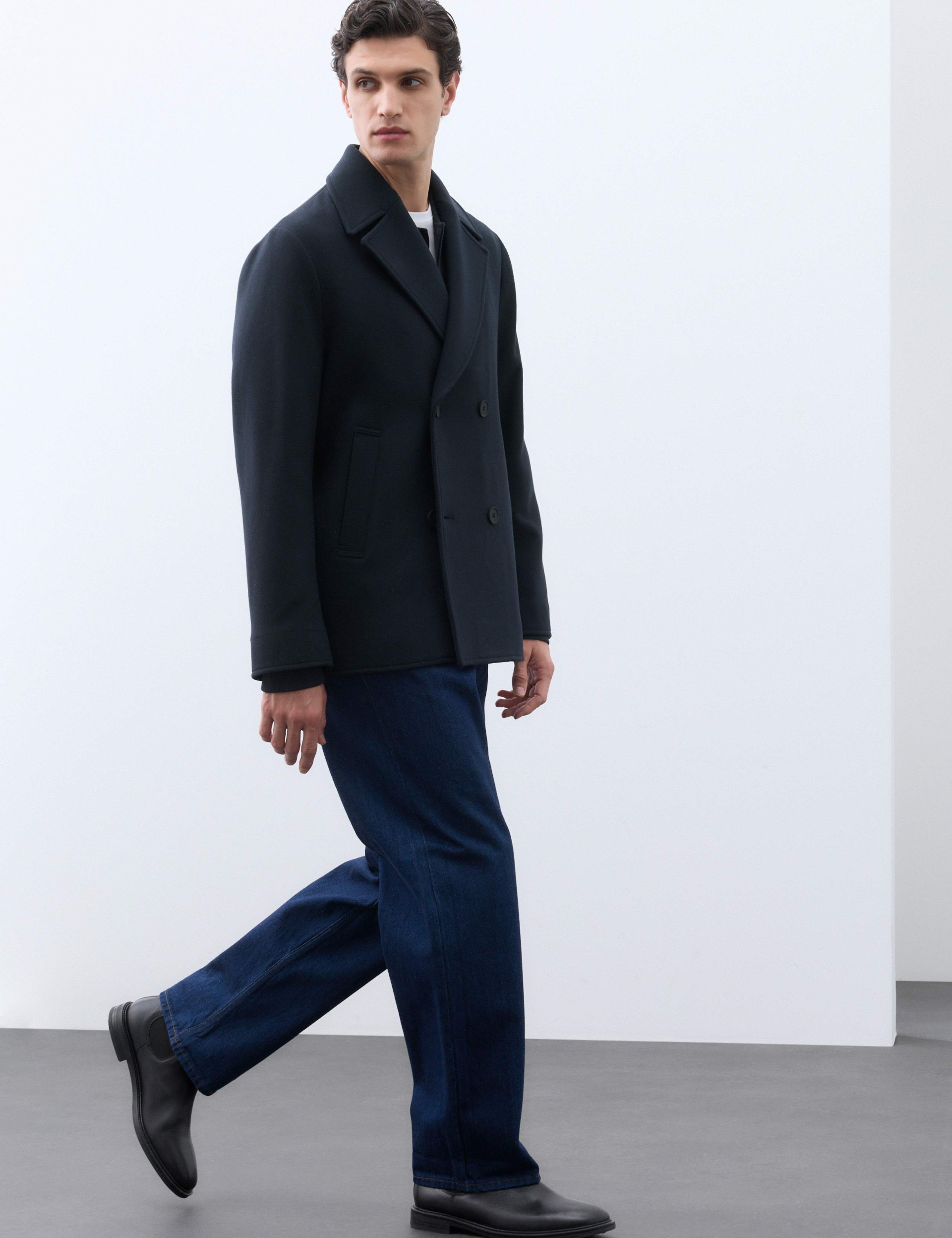 Wool Blend Melton Pea Coat 4 of 7