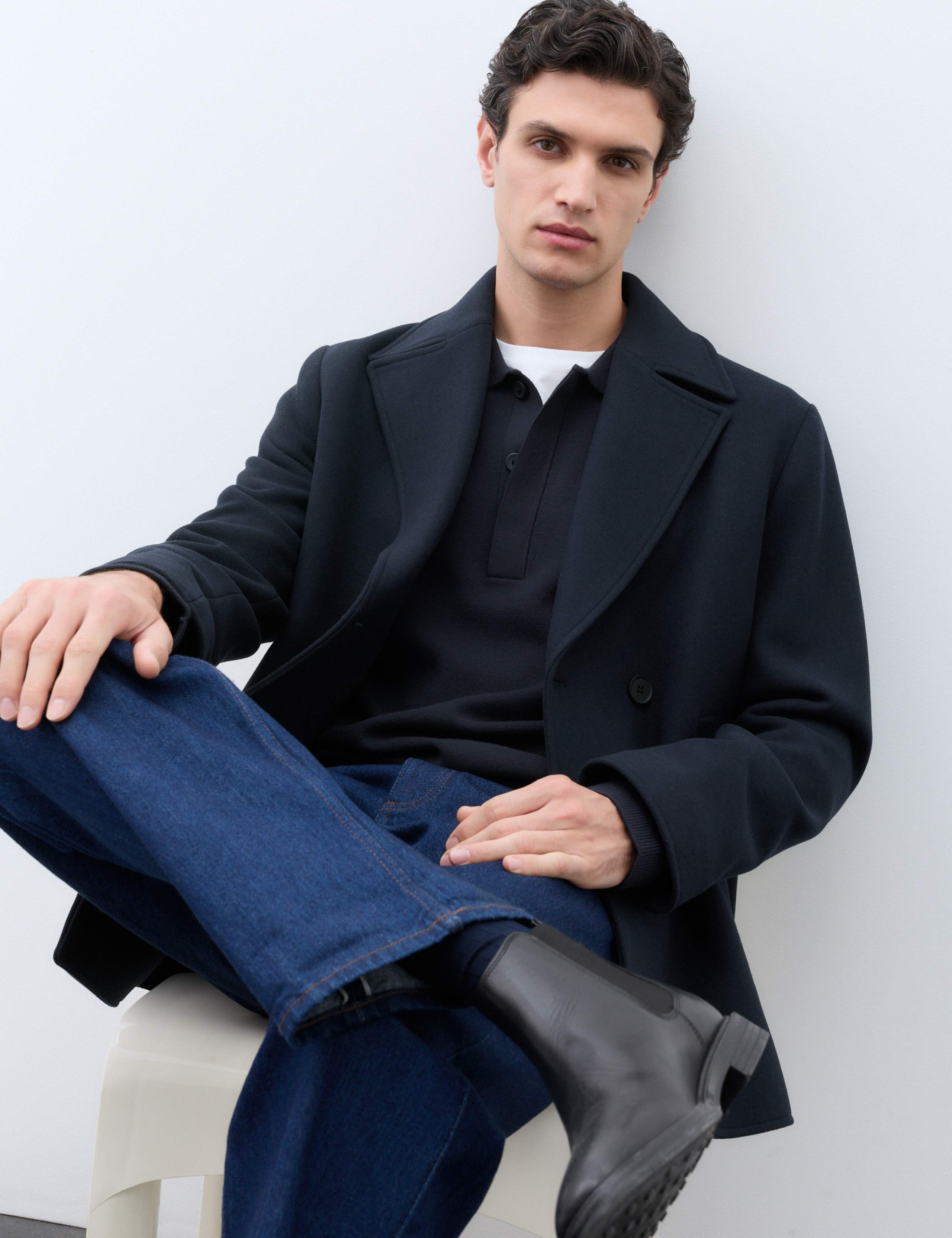 Wool Blend Melton Pea Coat 5 of 7