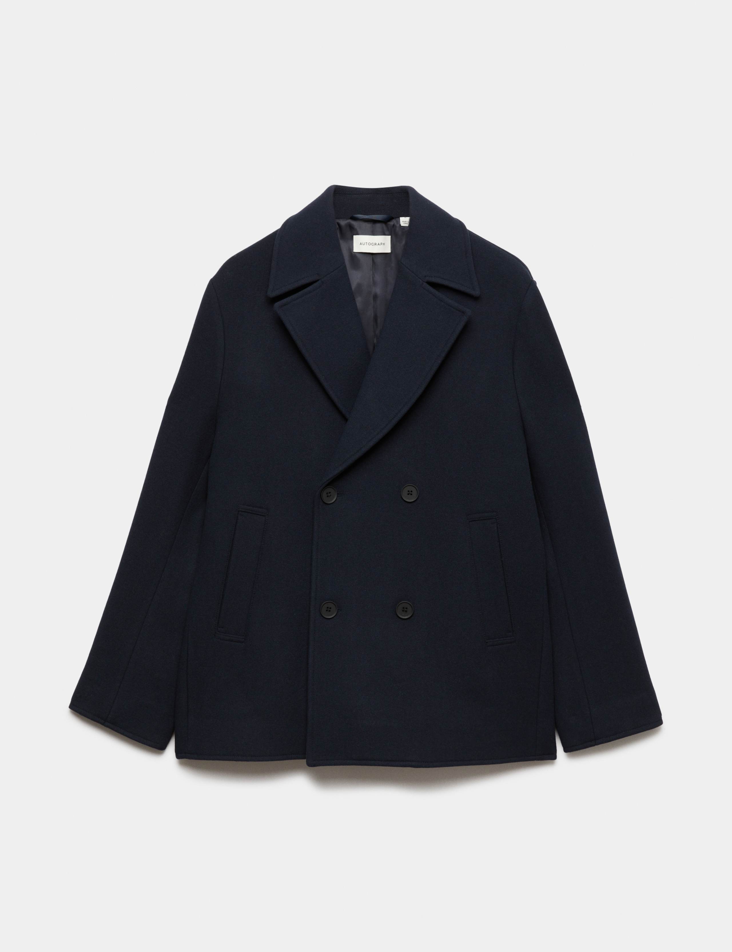 Wool Blend Melton Pea Coat 2 of 7