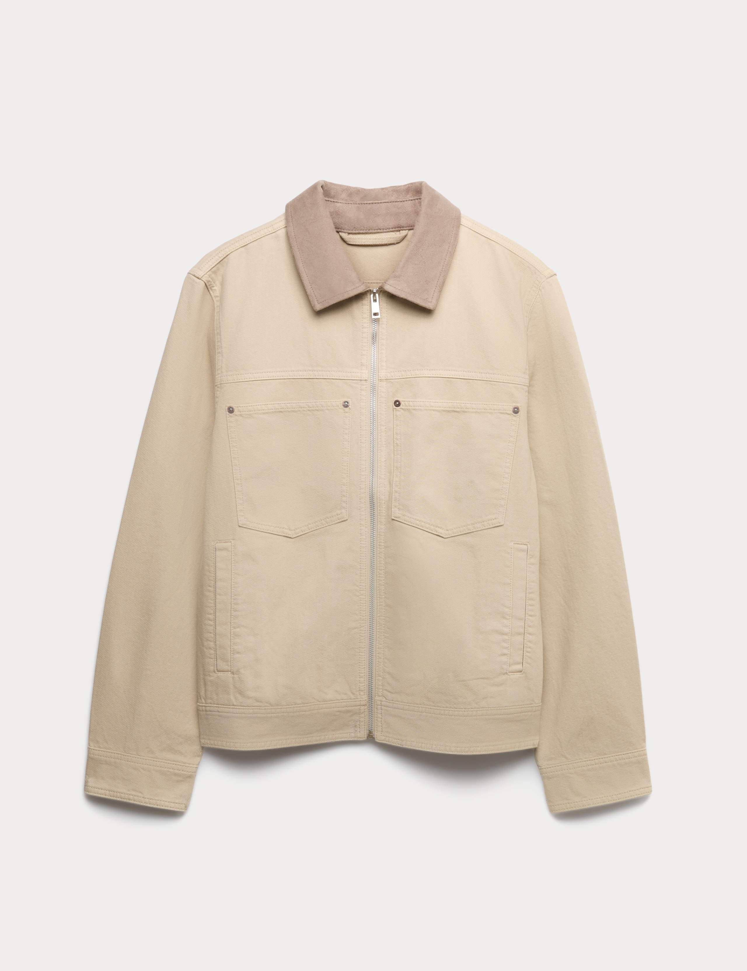 Pure Cotton Contrast Collar Denim Trucker 2 of 6