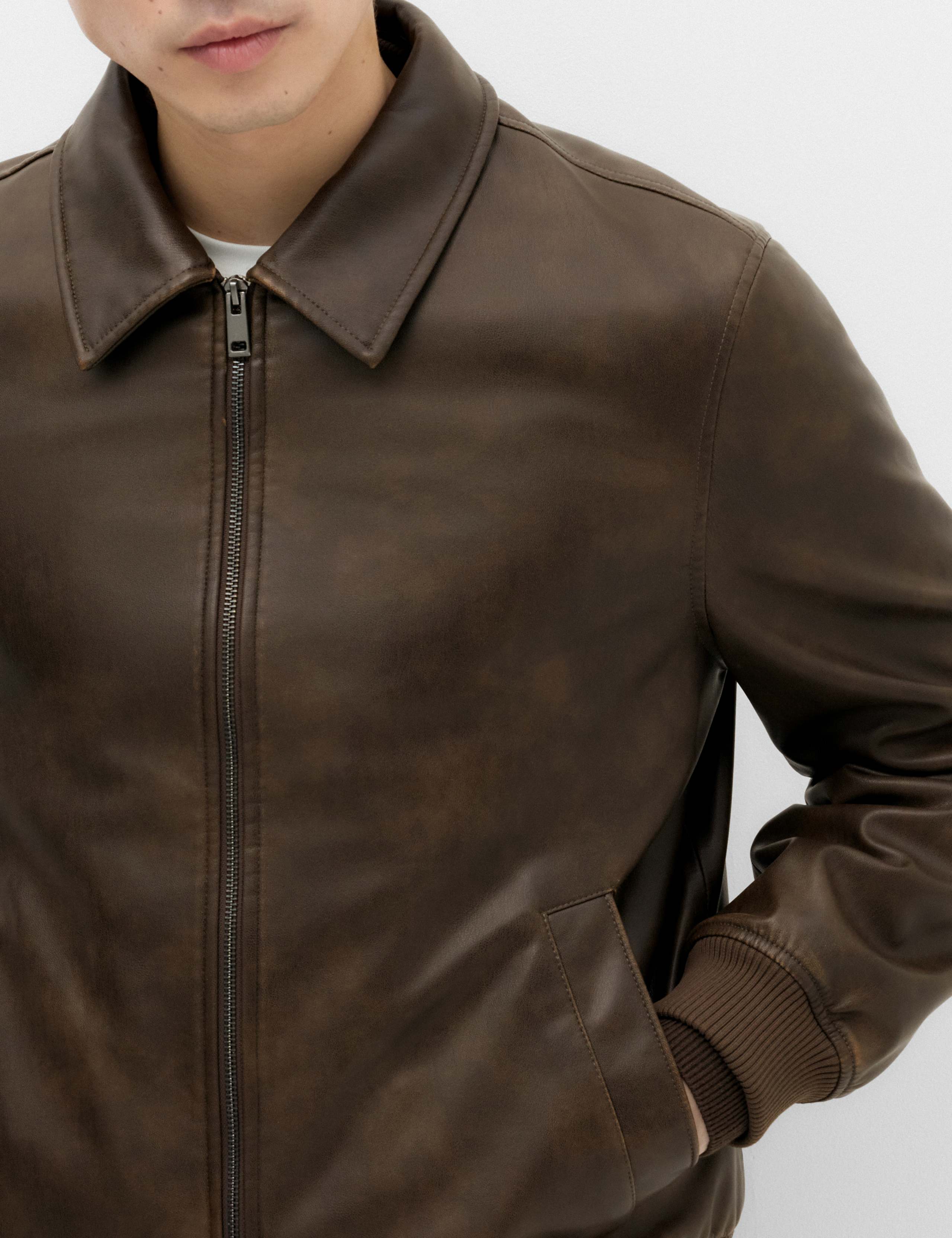 Faux Leather Harrington Jacket 4 of 7