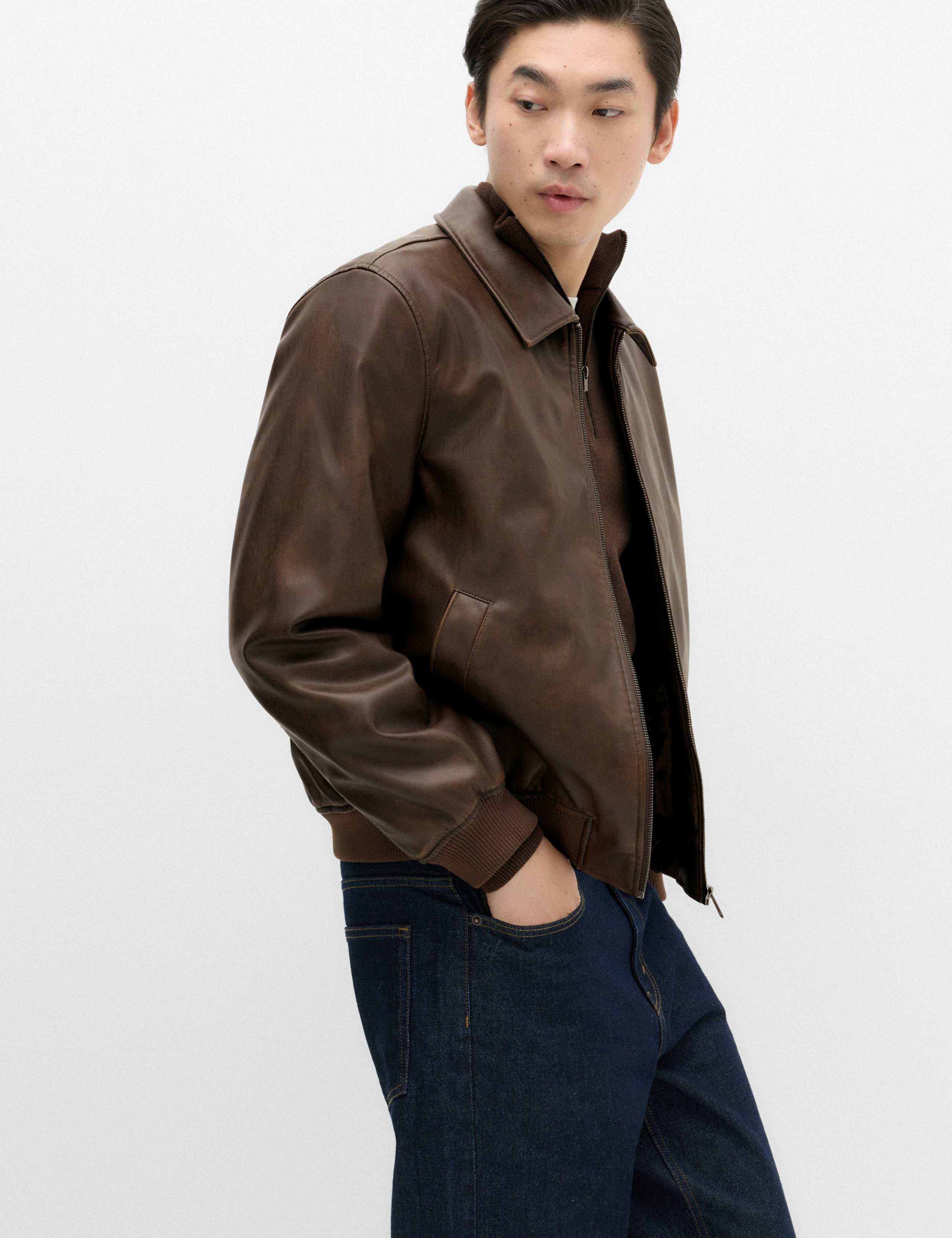 Faux Leather Harrington Jacket 6 of 7