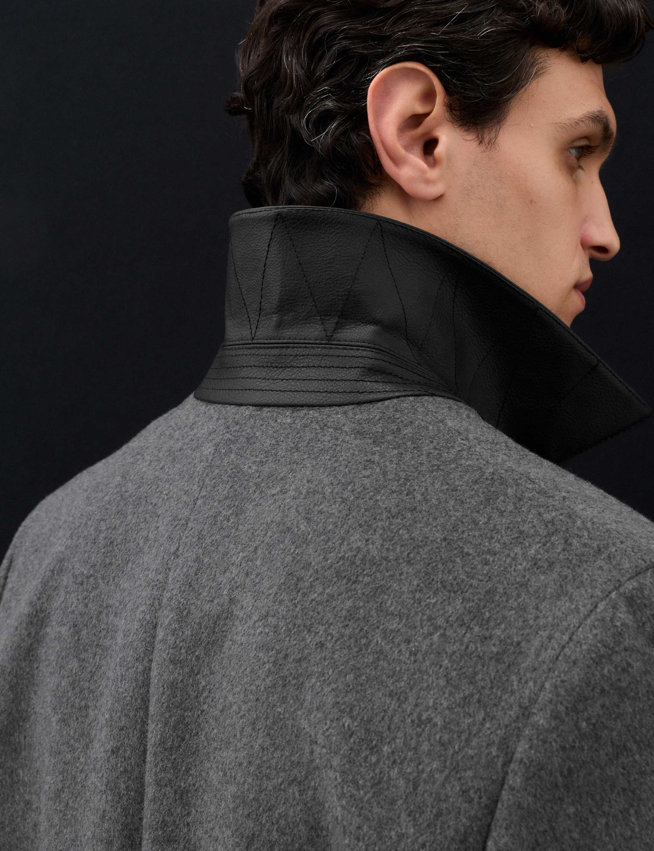 Wool Blend Contrast Collar Car Coat 8 of 8