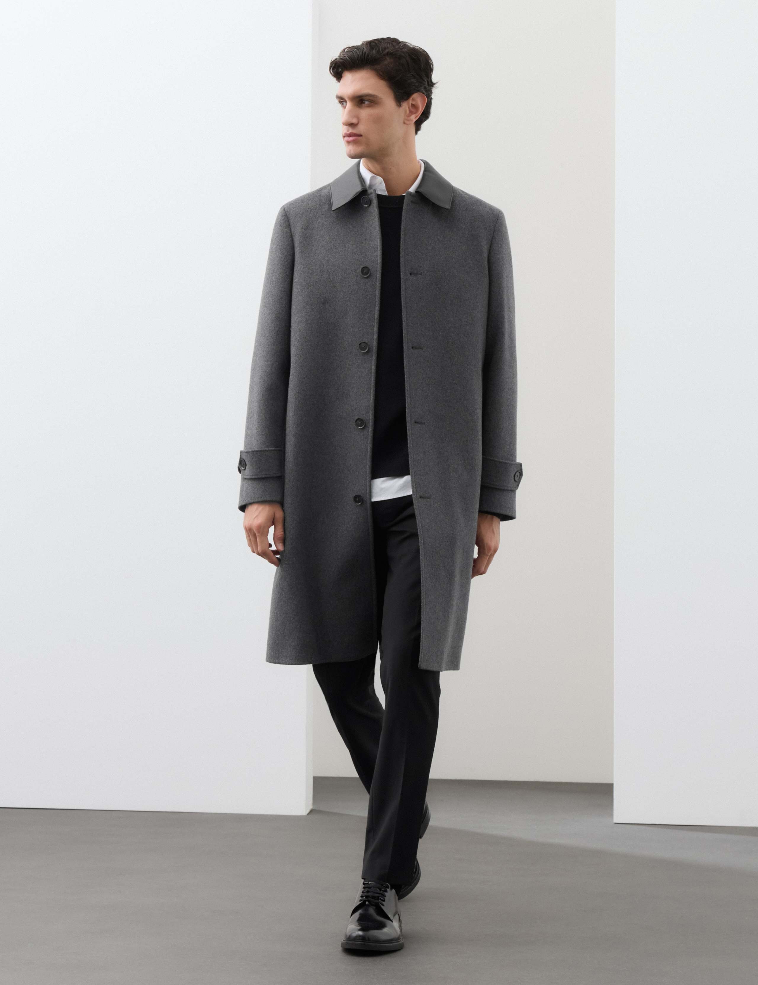 Wool Blend Contrast Collar Car Coat 5 of 8