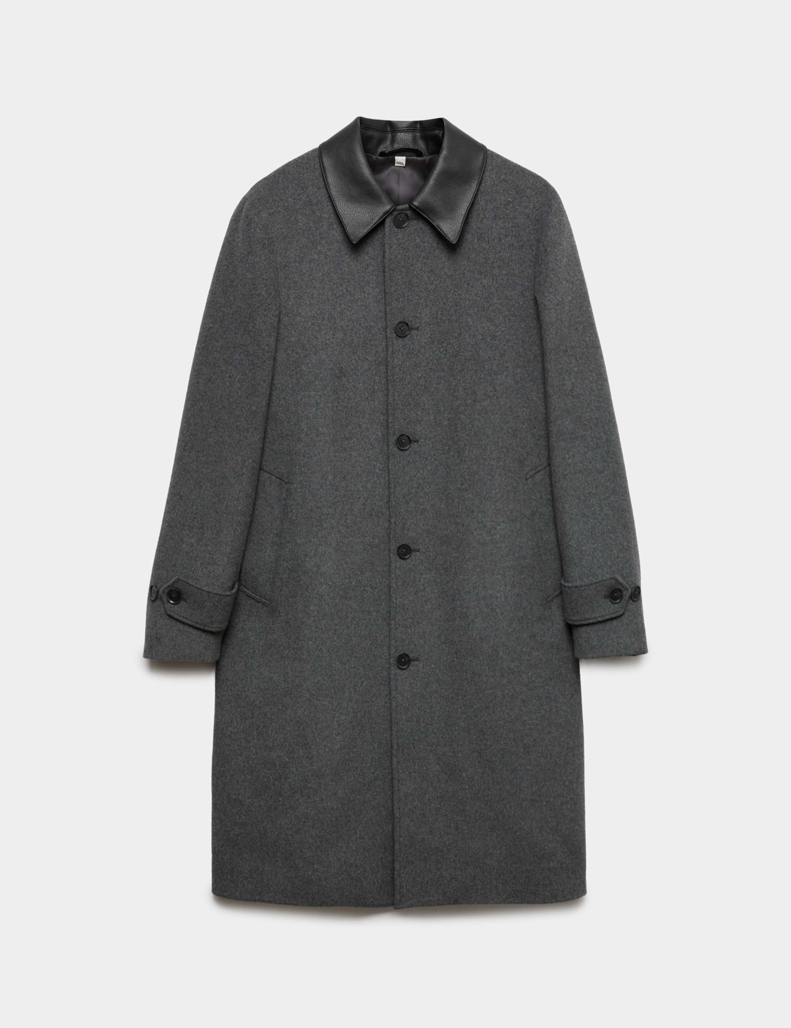 Wool Blend Contrast Collar Car Coat 2 of 8