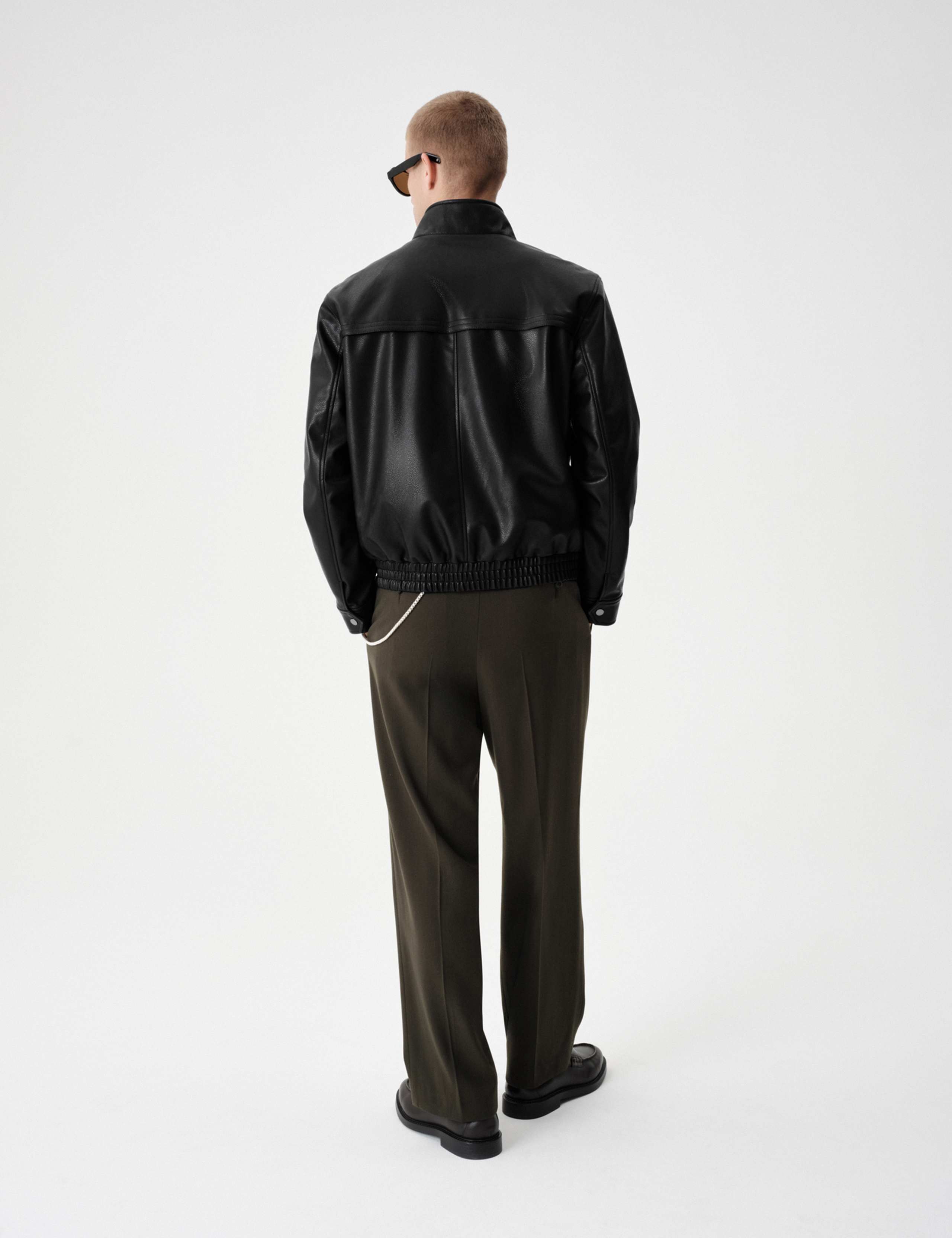 Grained Faux Leather Funnel Neck Jacket 6 of 6