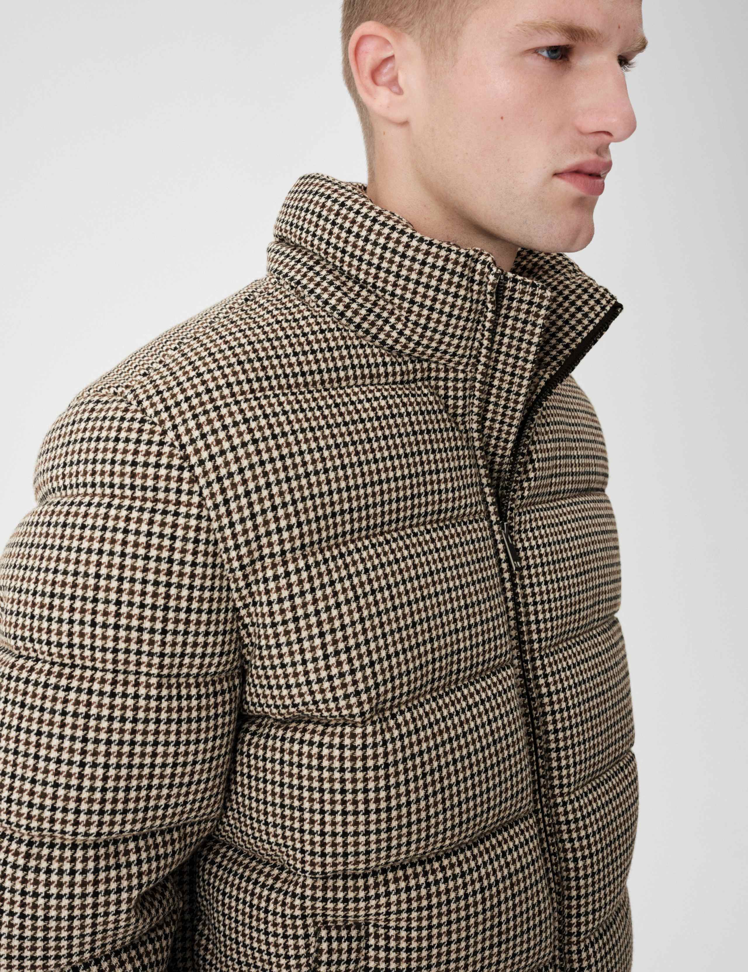 Wool Blend Funnel Neck Houndstooth Puffer Jacket 5 of 10