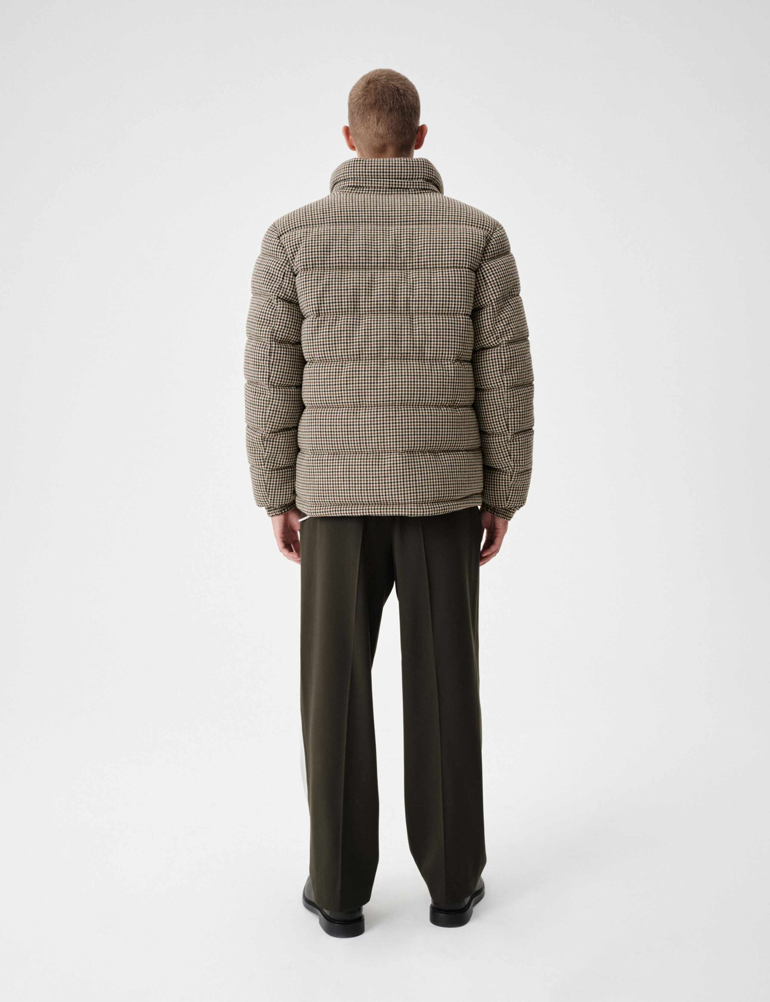 Wool Blend Funnel Neck Houndstooth Puffer Jacket 7 of 10
