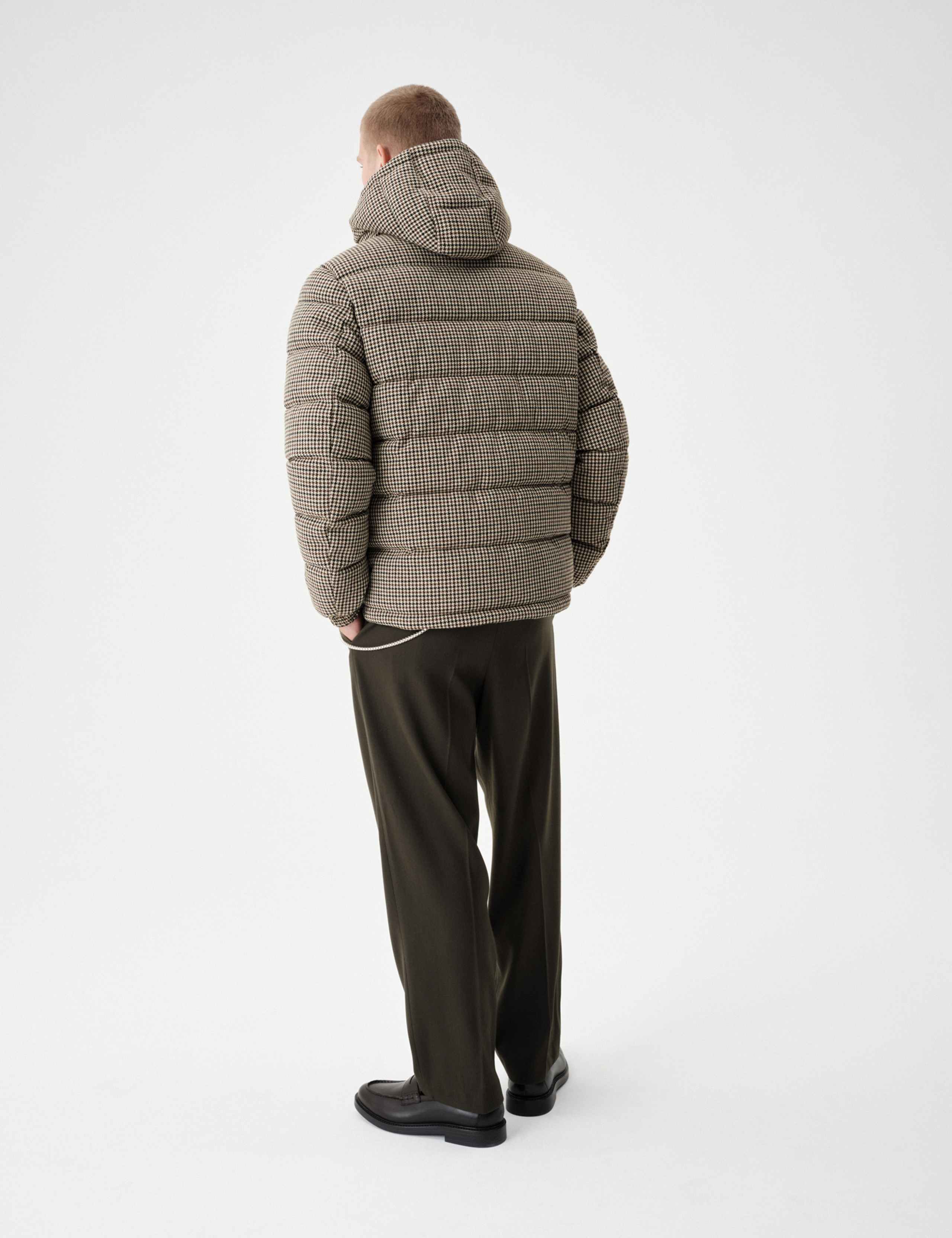 Wool Blend Funnel Neck Houndstooth Puffer Jacket 10 of 10