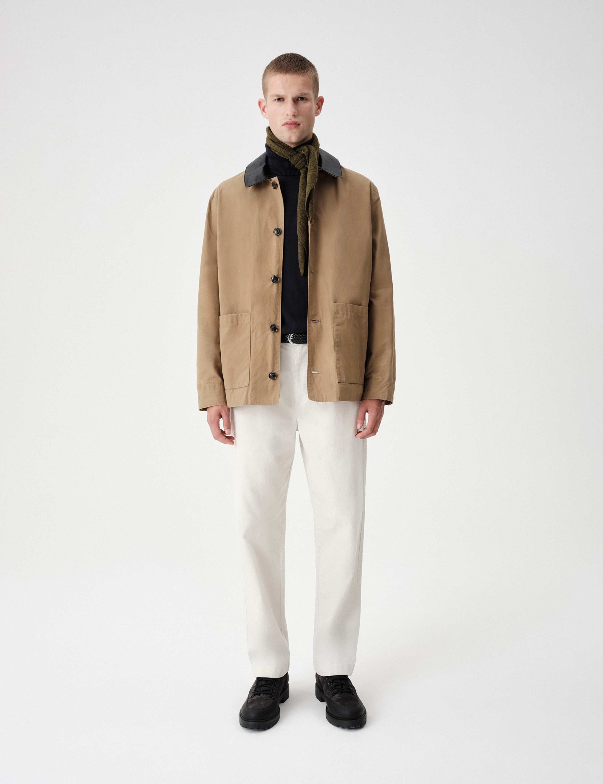 Pure Cotton Wax Contrast Collar Jacket 1 of 7