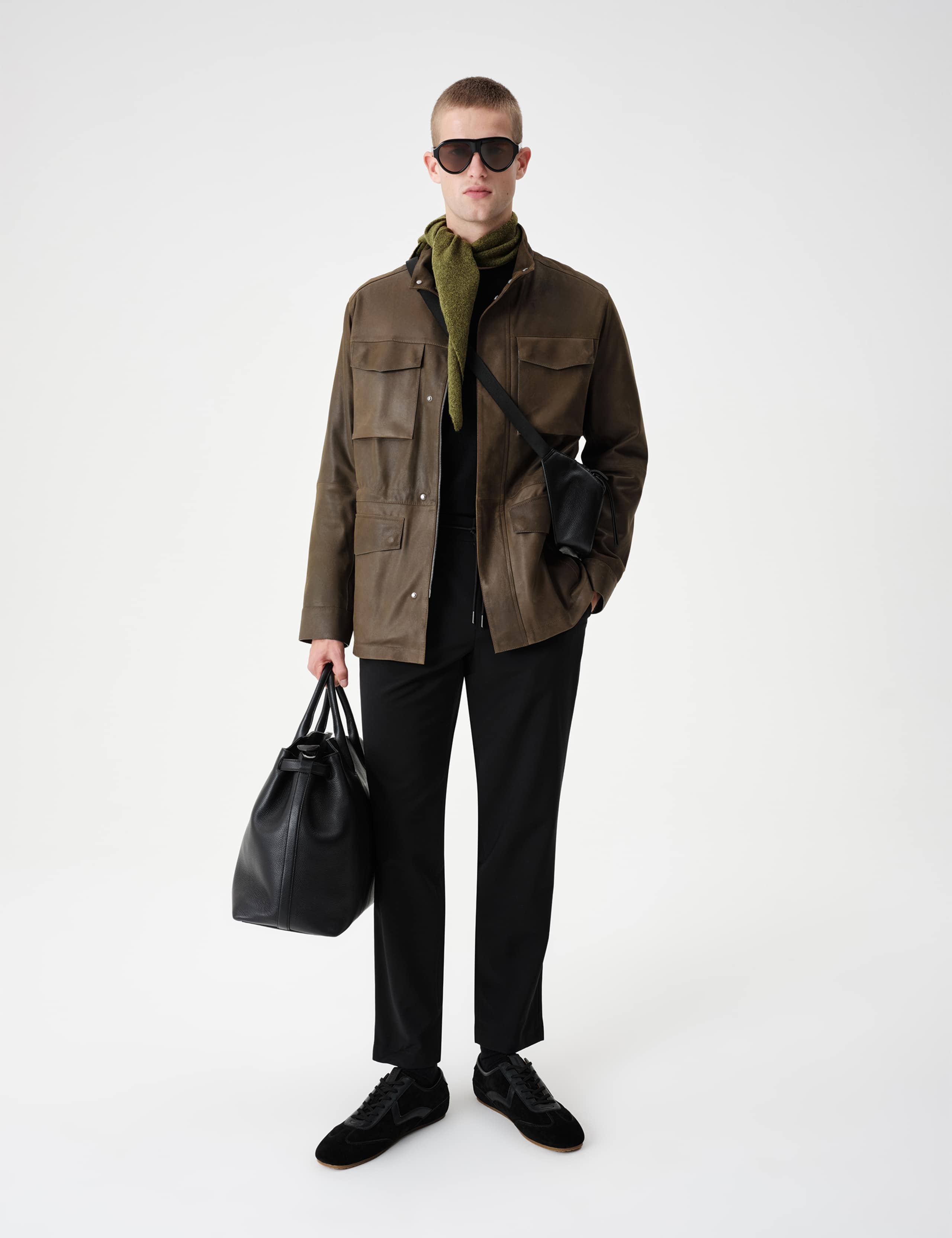 Suede Funnel Neck Utility Jacket 1 of 8