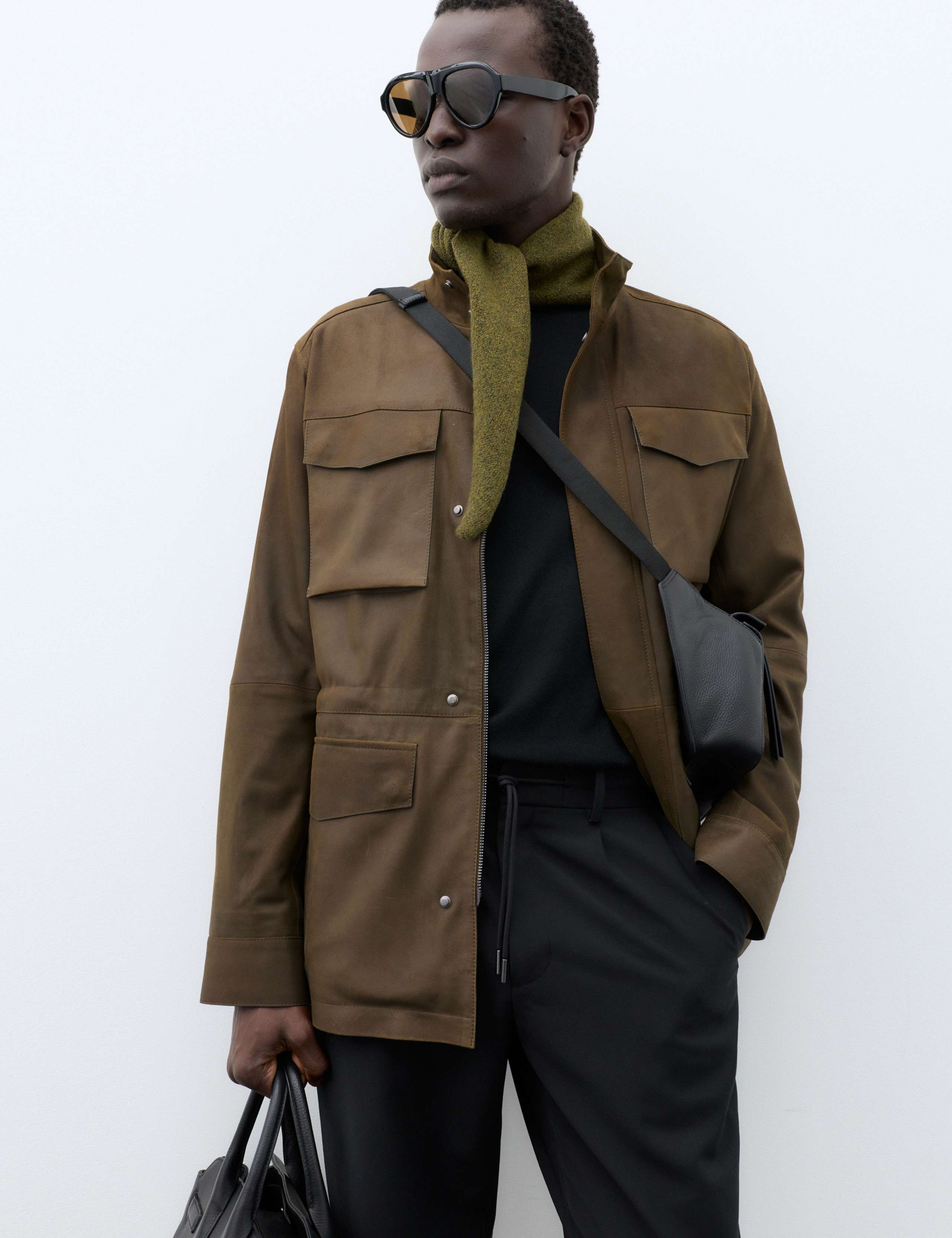 Suede Funnel Neck Utility Jacket 3 of 8