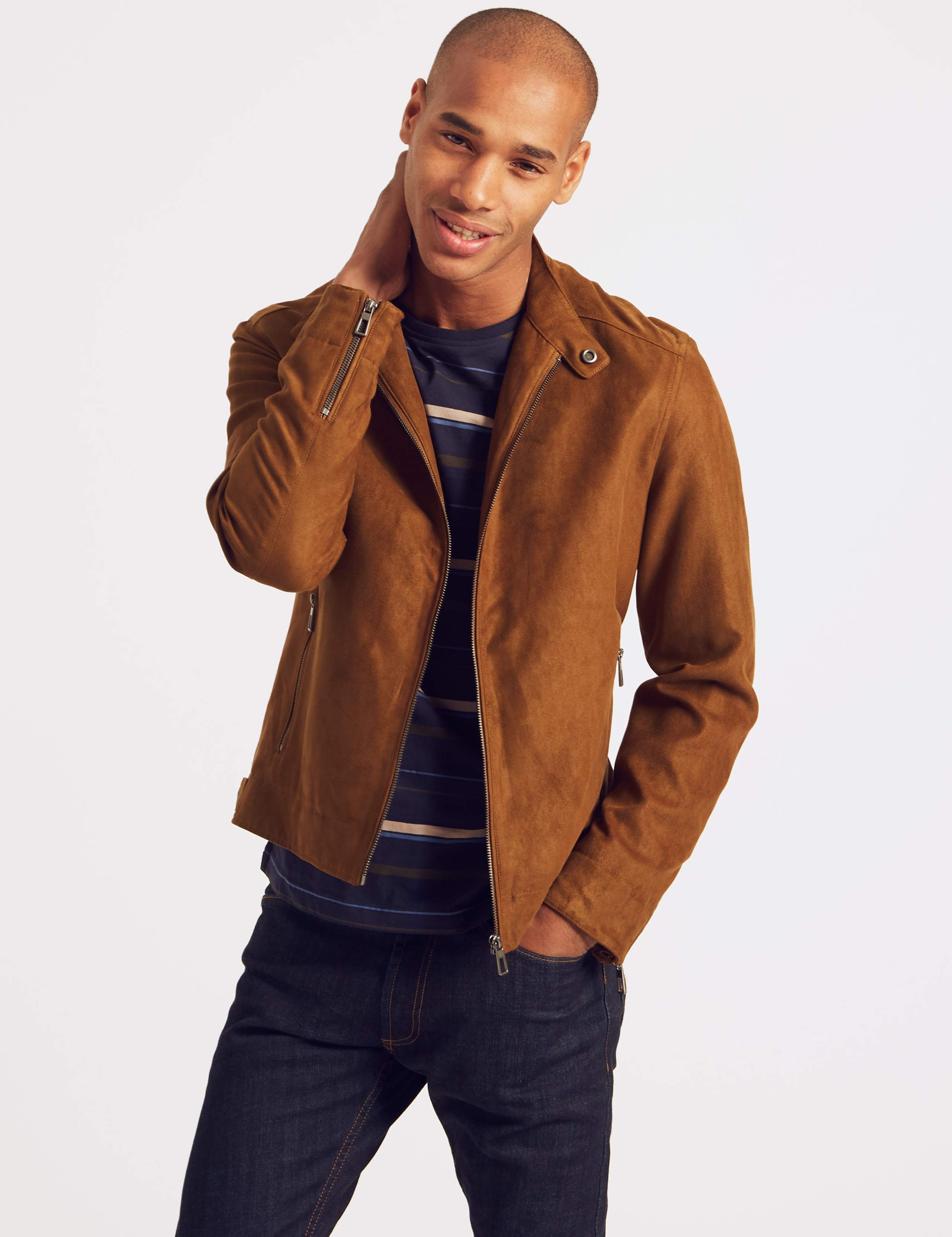 Faux Suede Biker Jacket 1 of 7