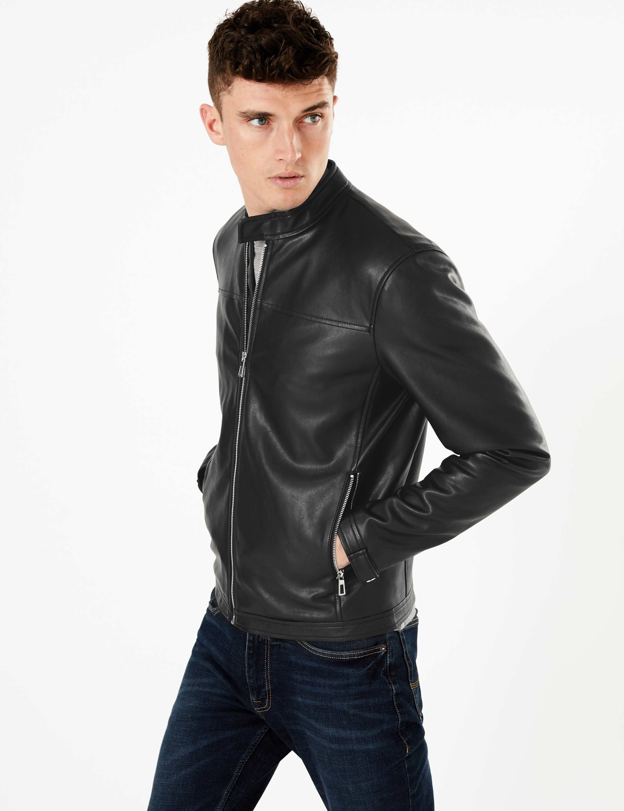 Faux Leather Biker Jacket 1 of 7