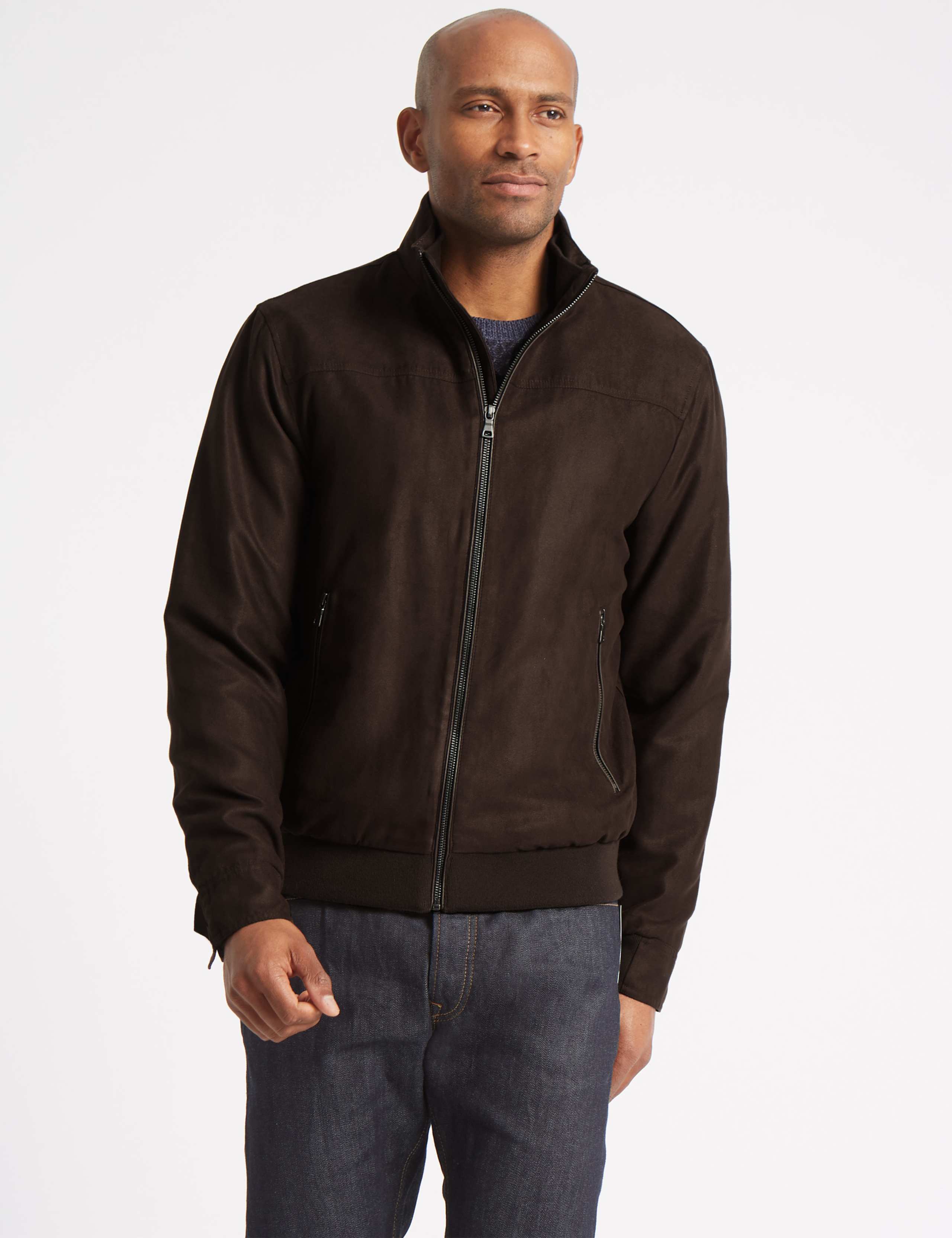 Faux Suede Bomber Jacket 1 of 6
