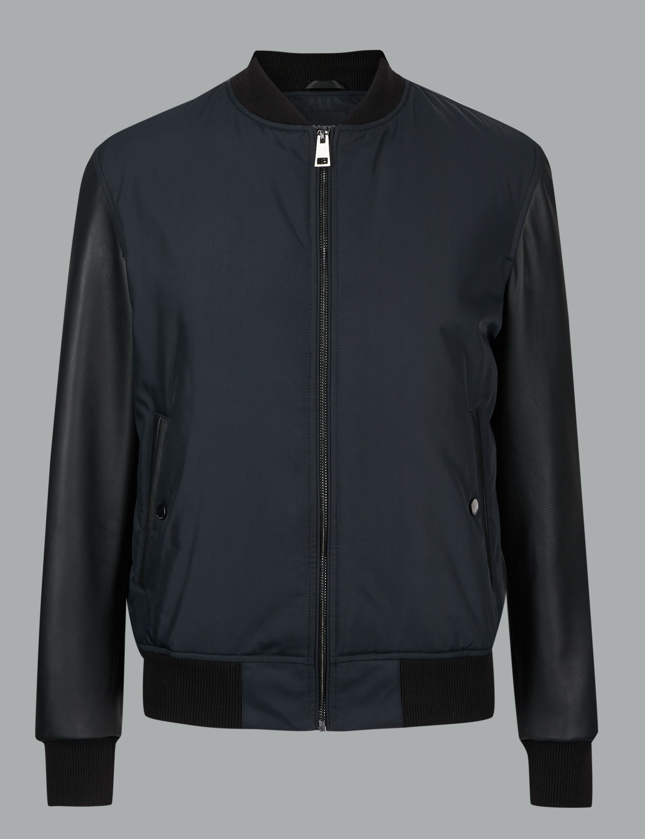 Leather Sleeve Bomber Jacket 2 of 7