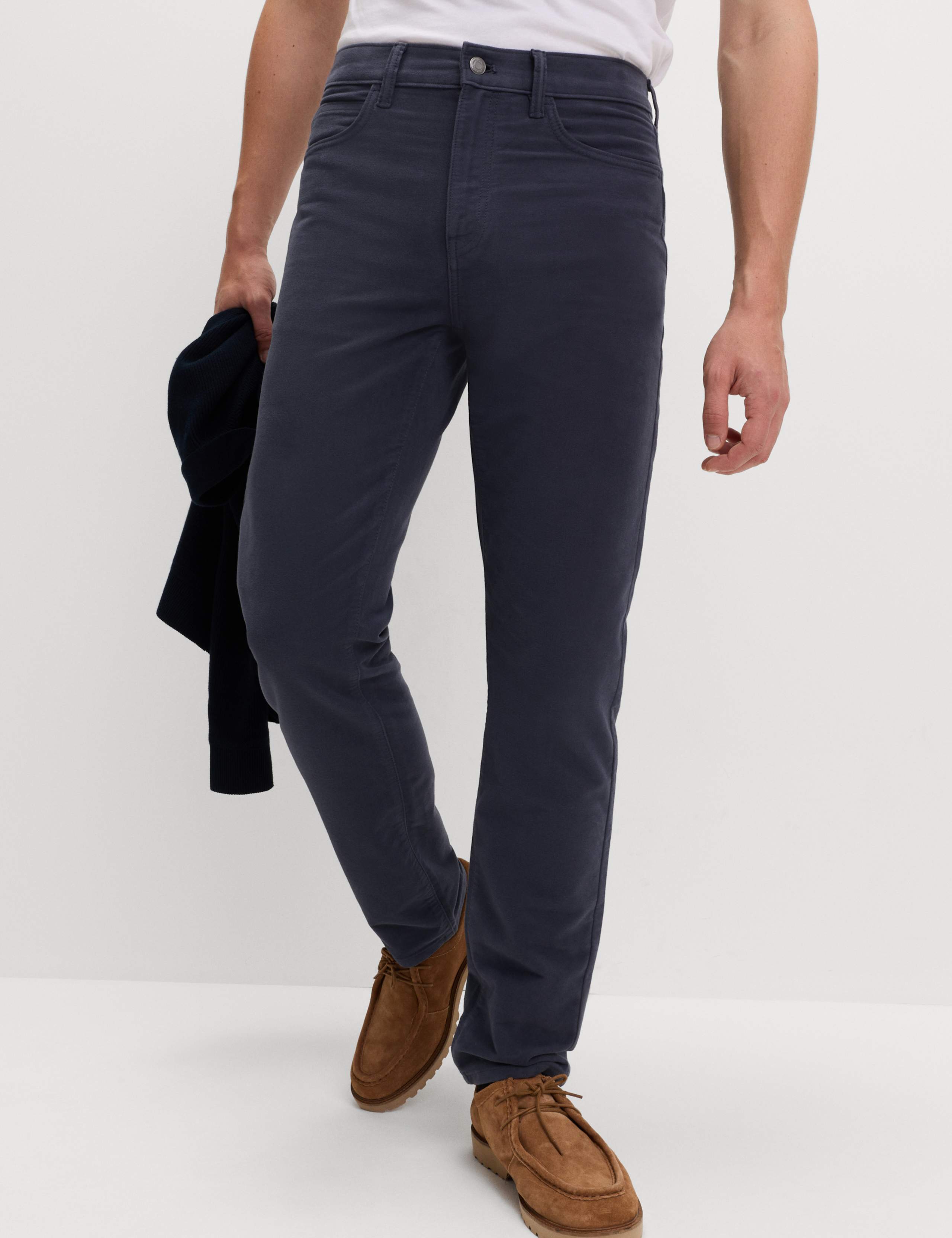 Straight Fit Italian Moleskin 5 Pocket Trousers 1 of 6