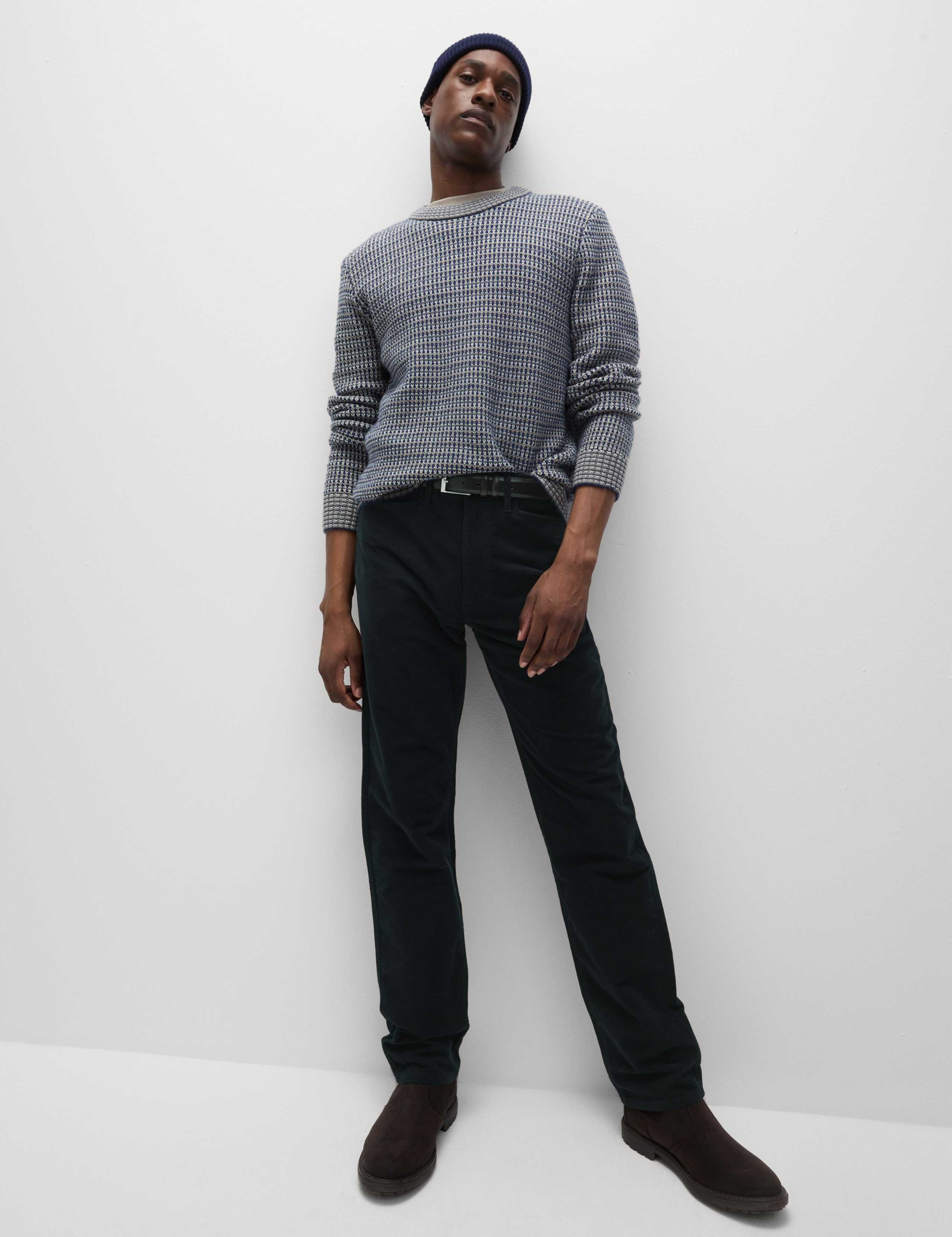 Straight Fit Italian Moleskin 5 Pocket Trousers 1 of 6