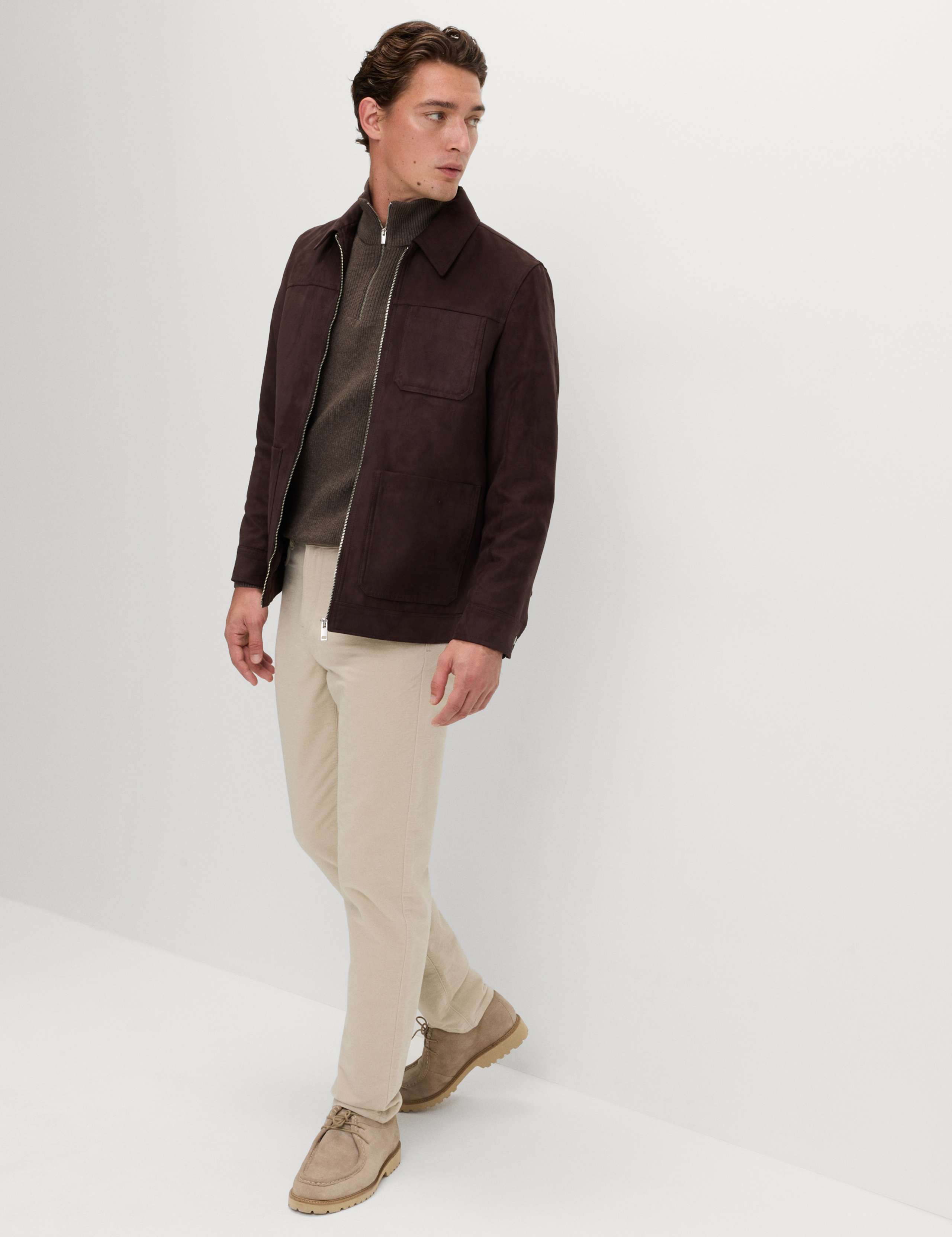 Straight Fit Italian Moleskin 5 Pocket Trousers 3 of 7