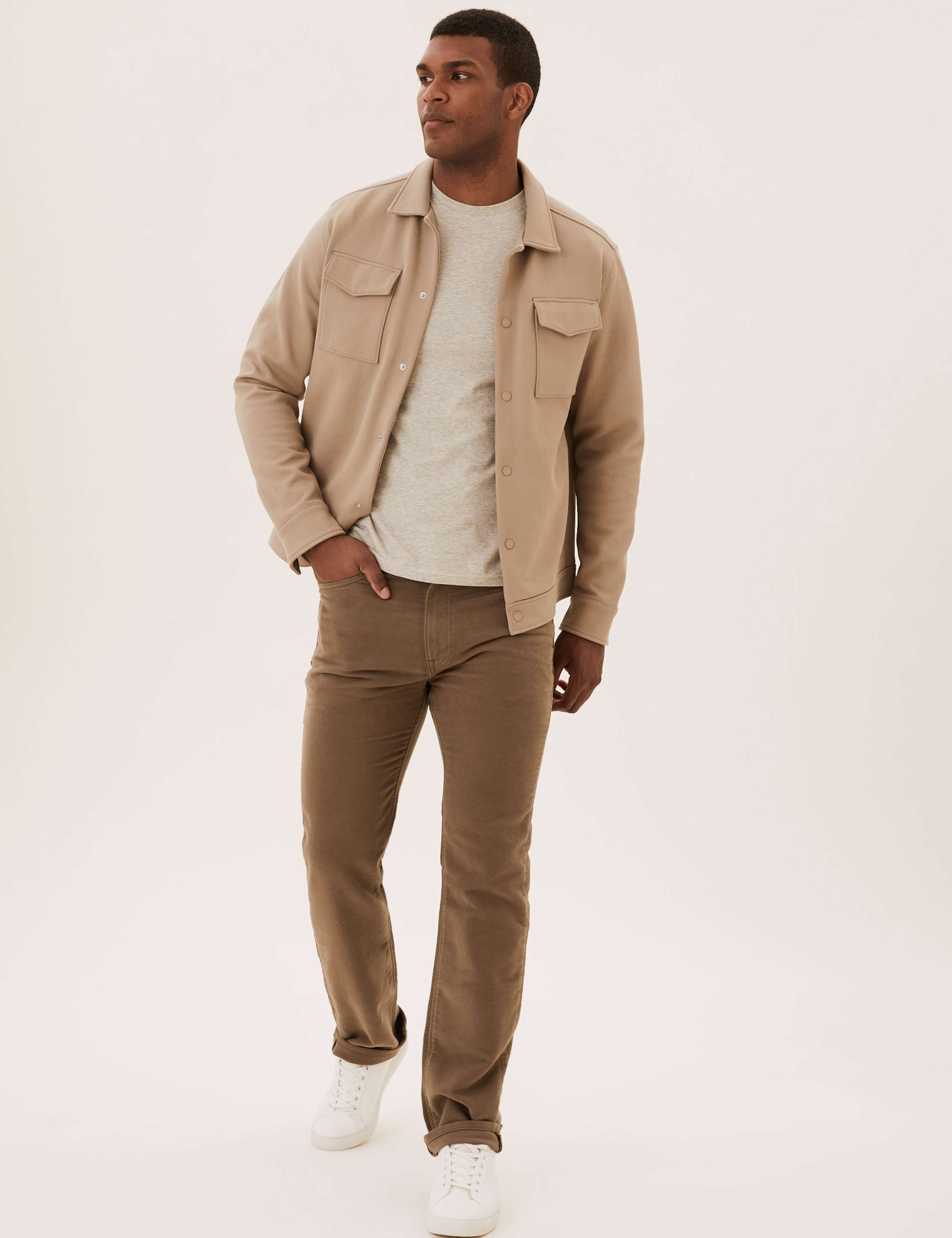 Pure Cotton Regular Fit Italian Moleskin Trousers 1 of 6