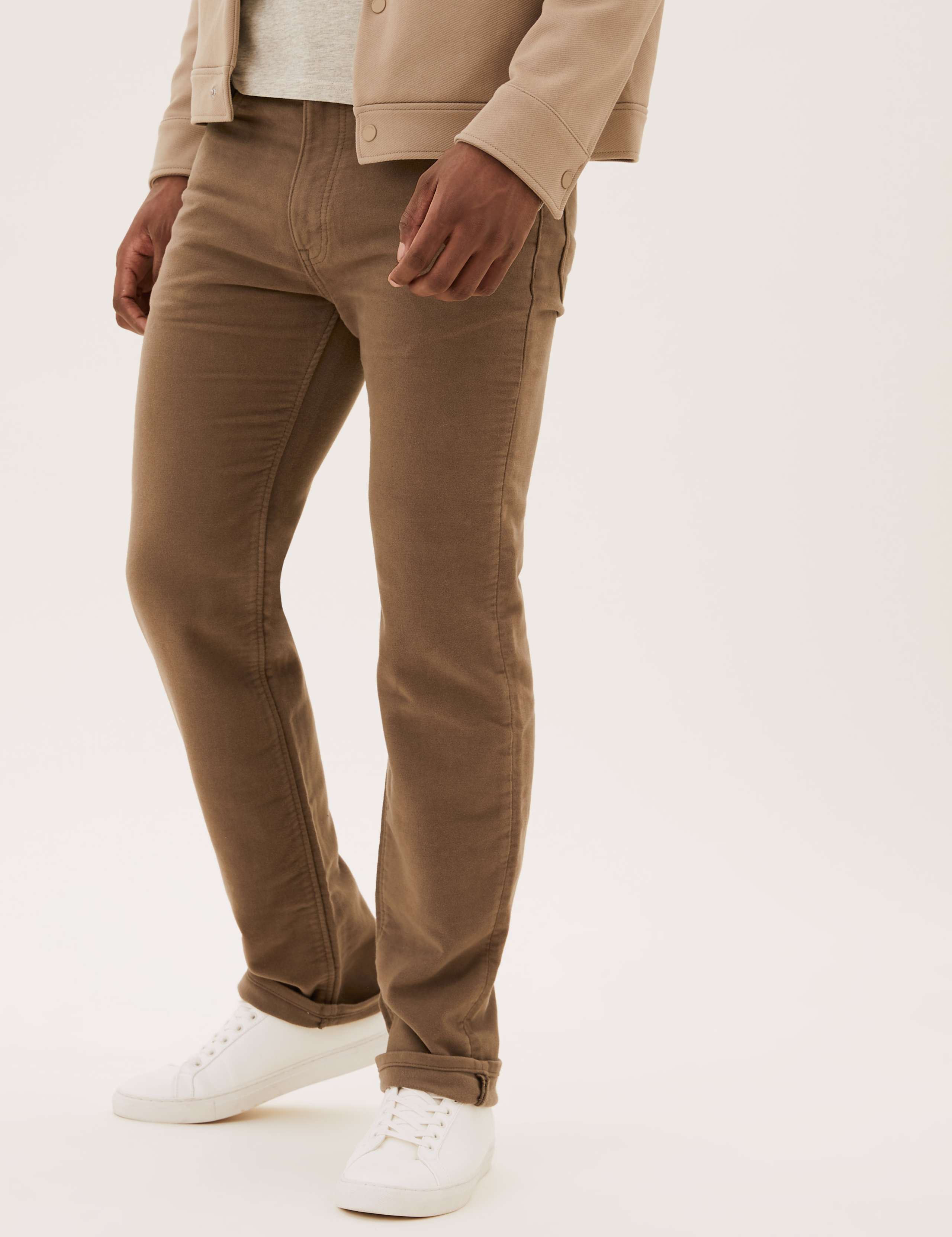 Pure Cotton Regular Fit Italian Moleskin Trousers 3 of 6