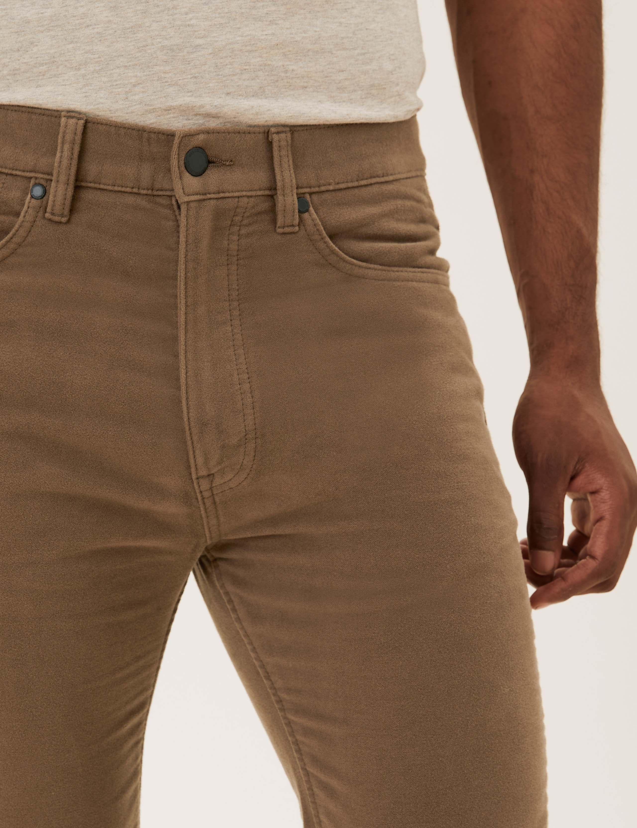 Pure Cotton Regular Fit Italian Moleskin Trousers 4 of 6
